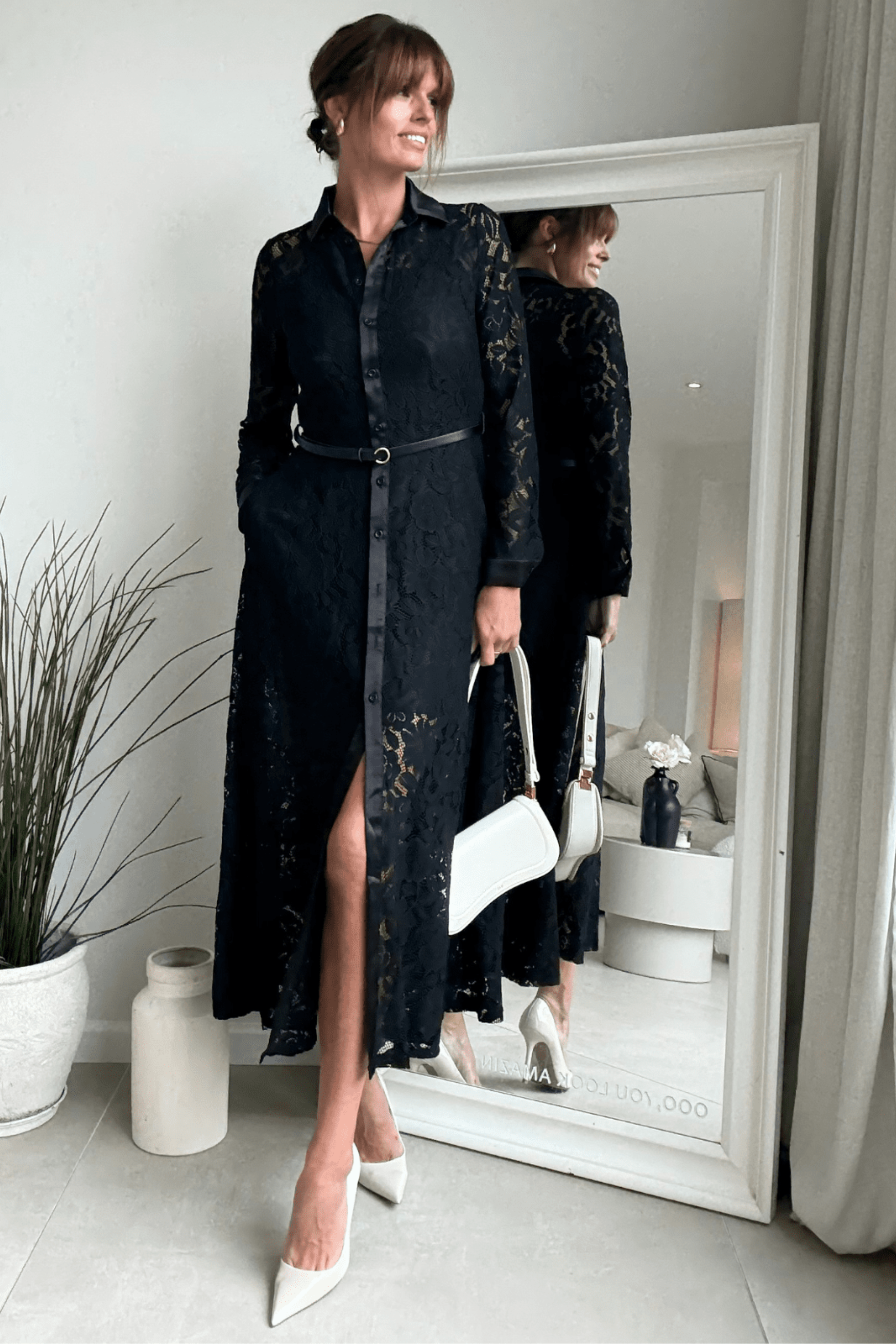 Black Floral Shirt Dress