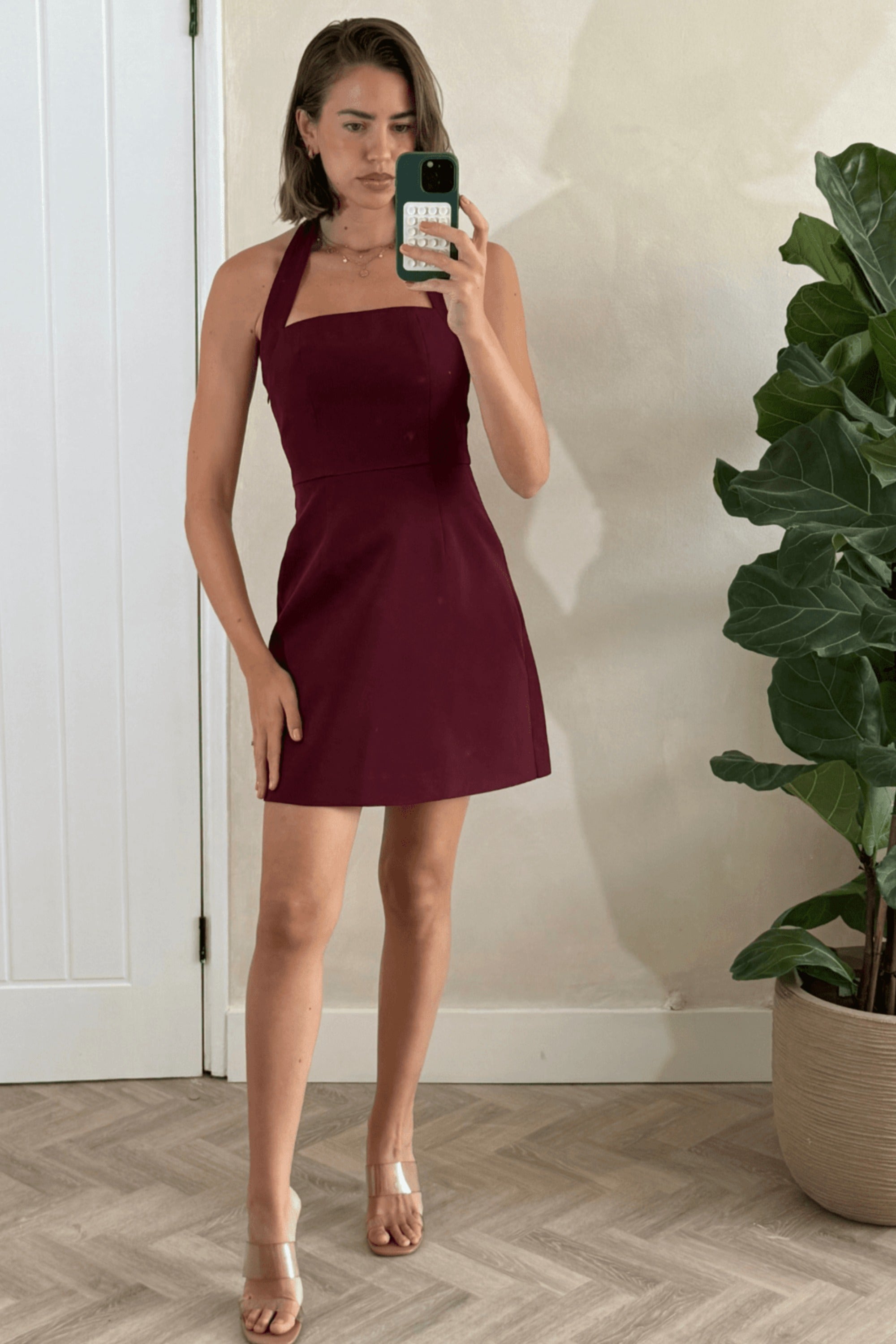 Tilly Halter Mini Dress / Burgundy  Style Cheat