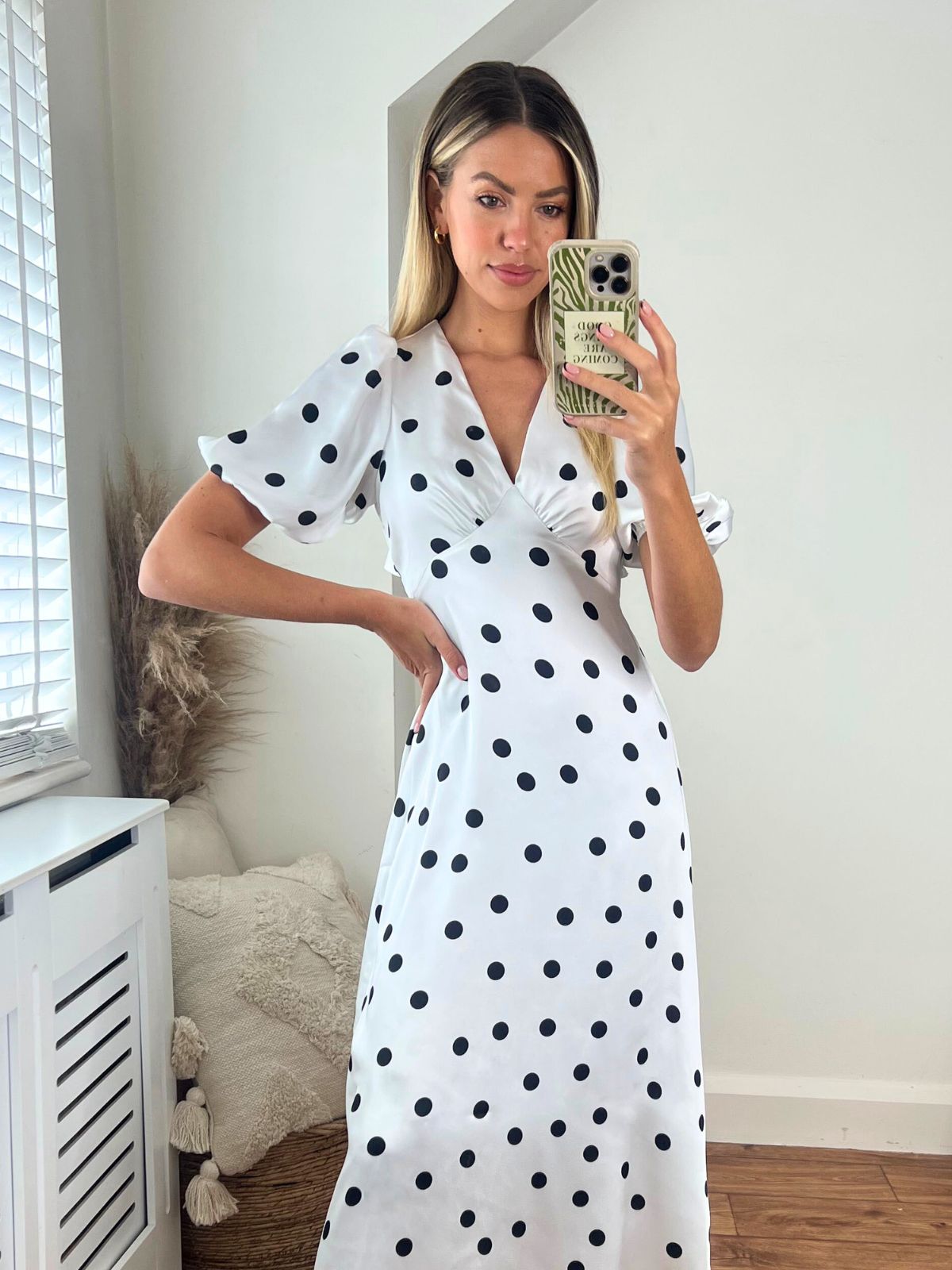 Black and White Spot Midi Dress
