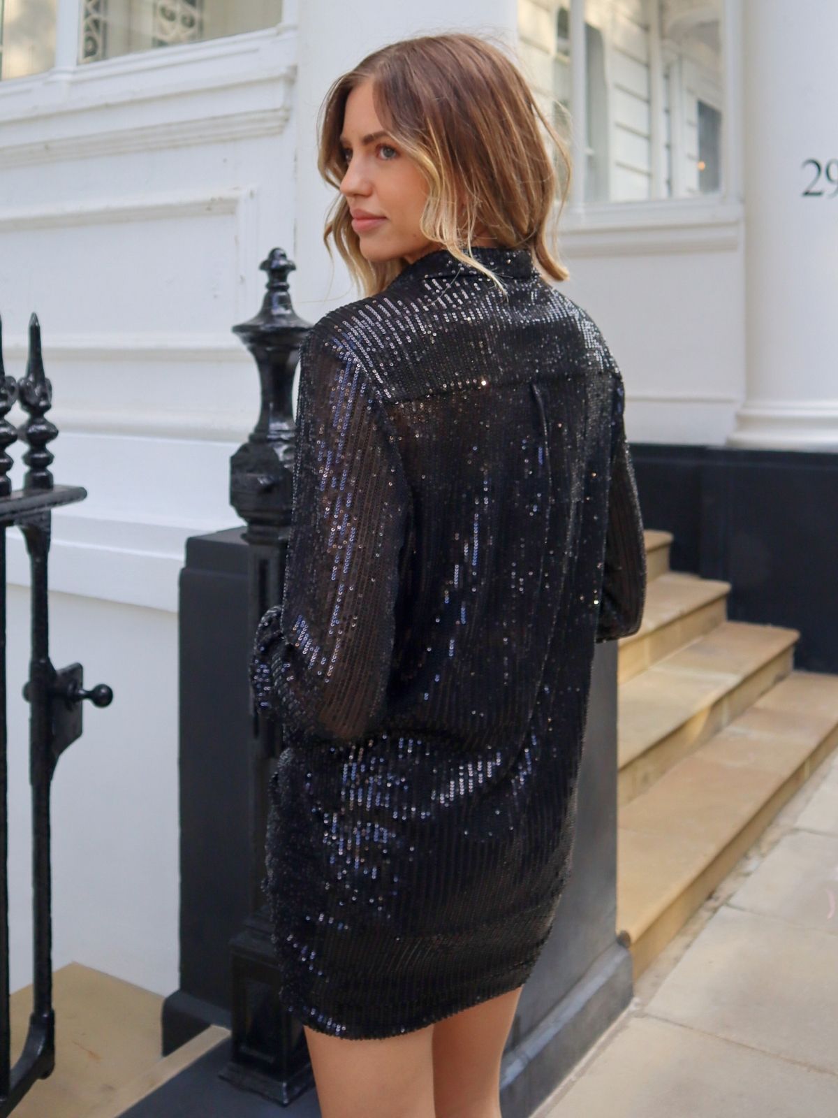 Luna Sheer Sequin Shirt / Black