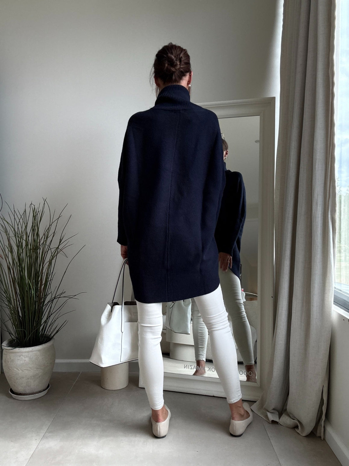 Longer Length Hope Knitted Jumper / Navy