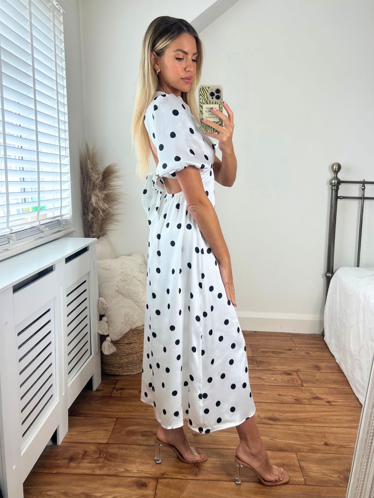 Black and White Spot Midi Dress