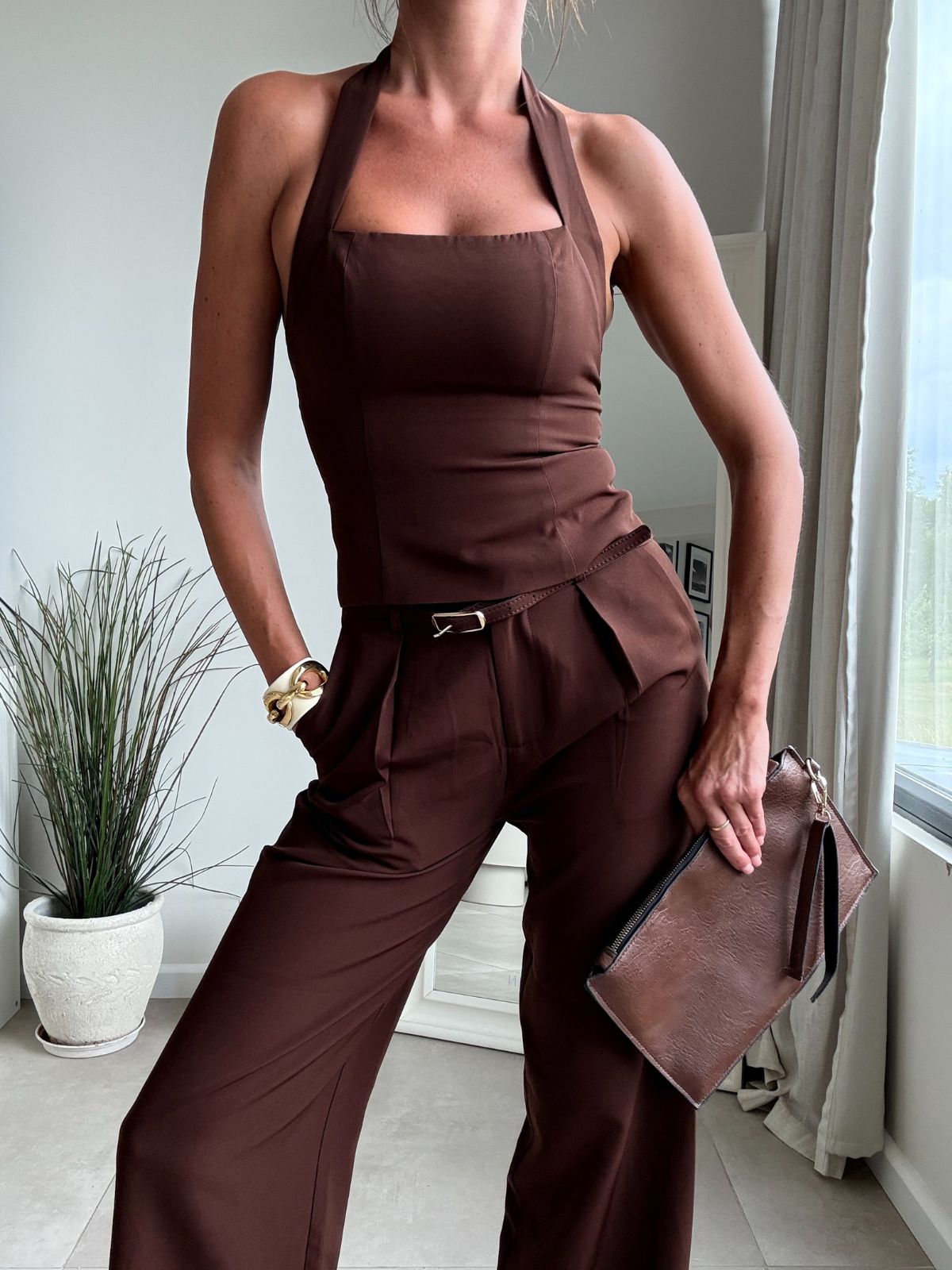 Celine Halter Top Chocolate brown