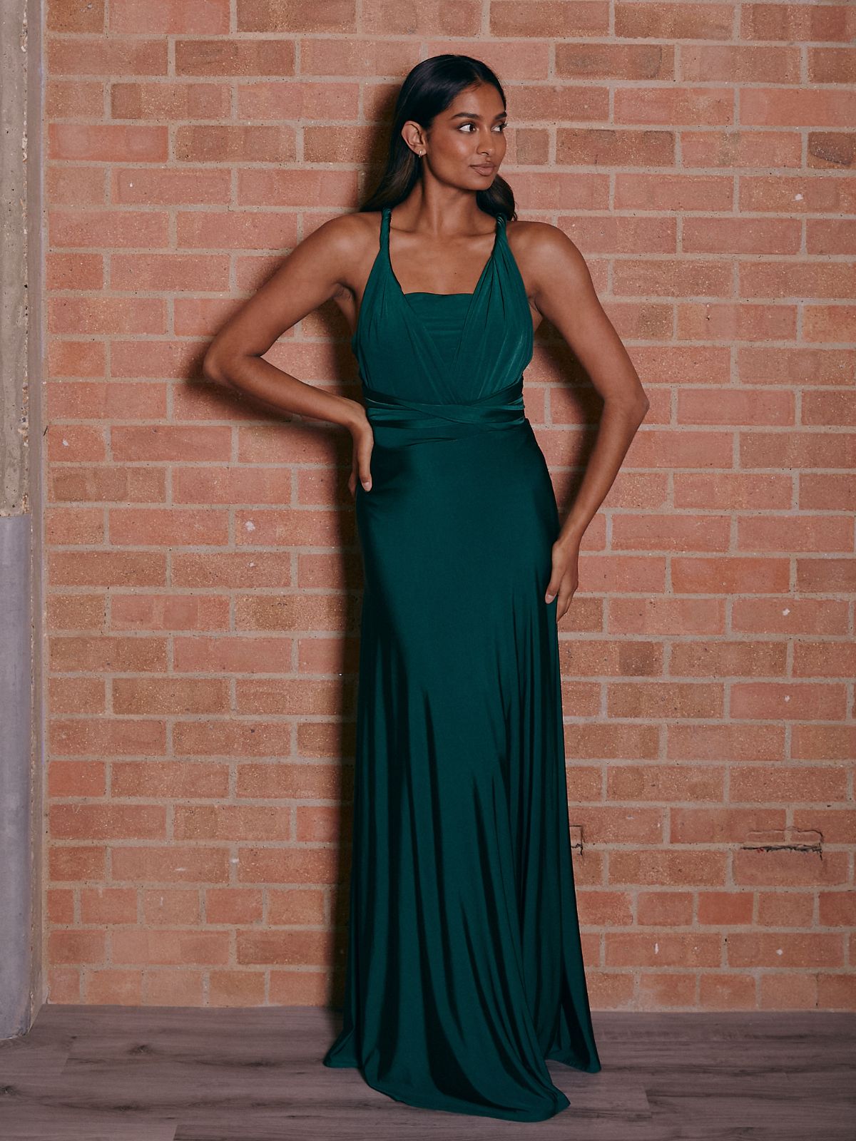 Multi-way Slinky Maxi Dress / Emerald