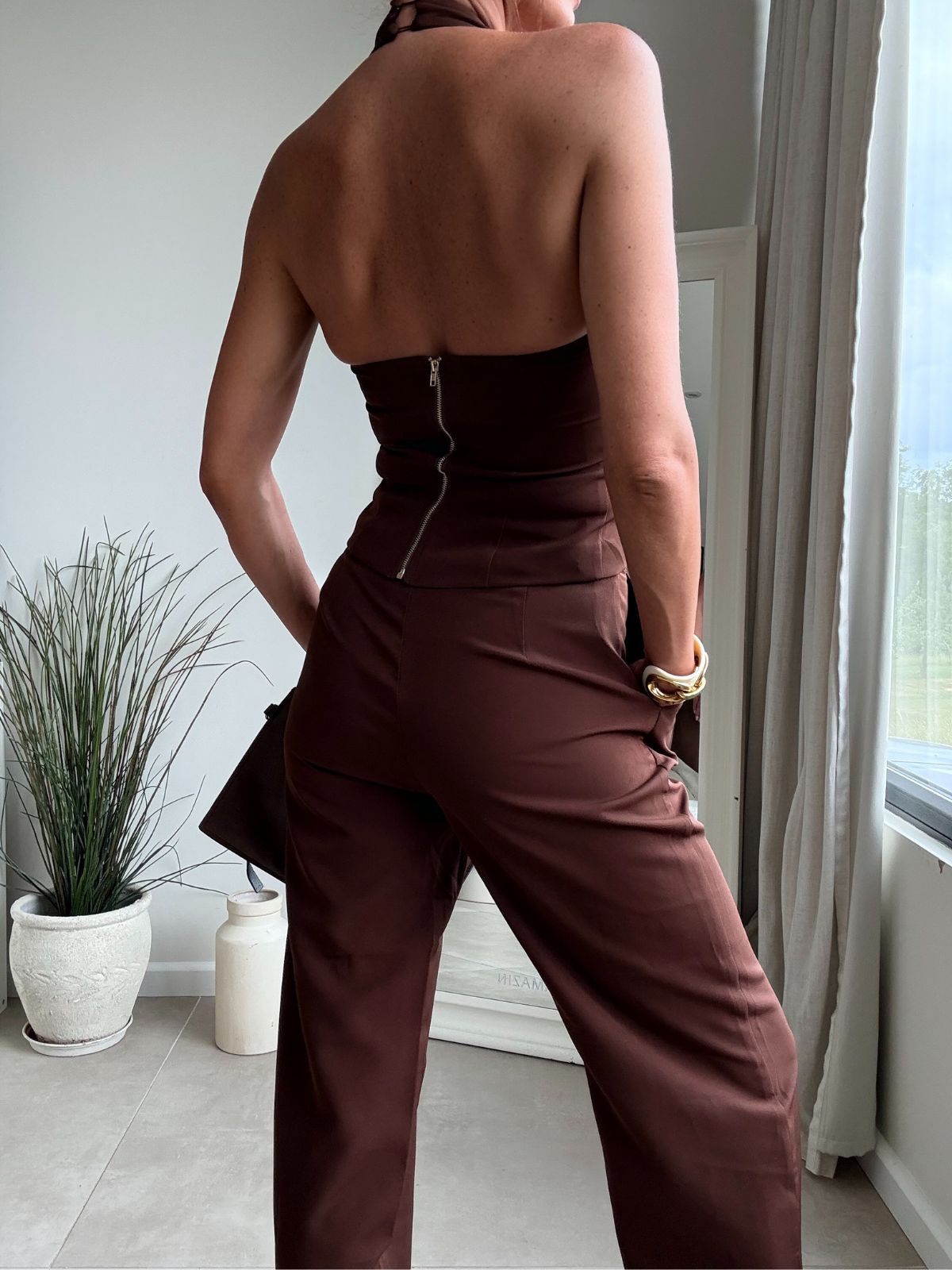 Celine Halter Top Chocolate brown