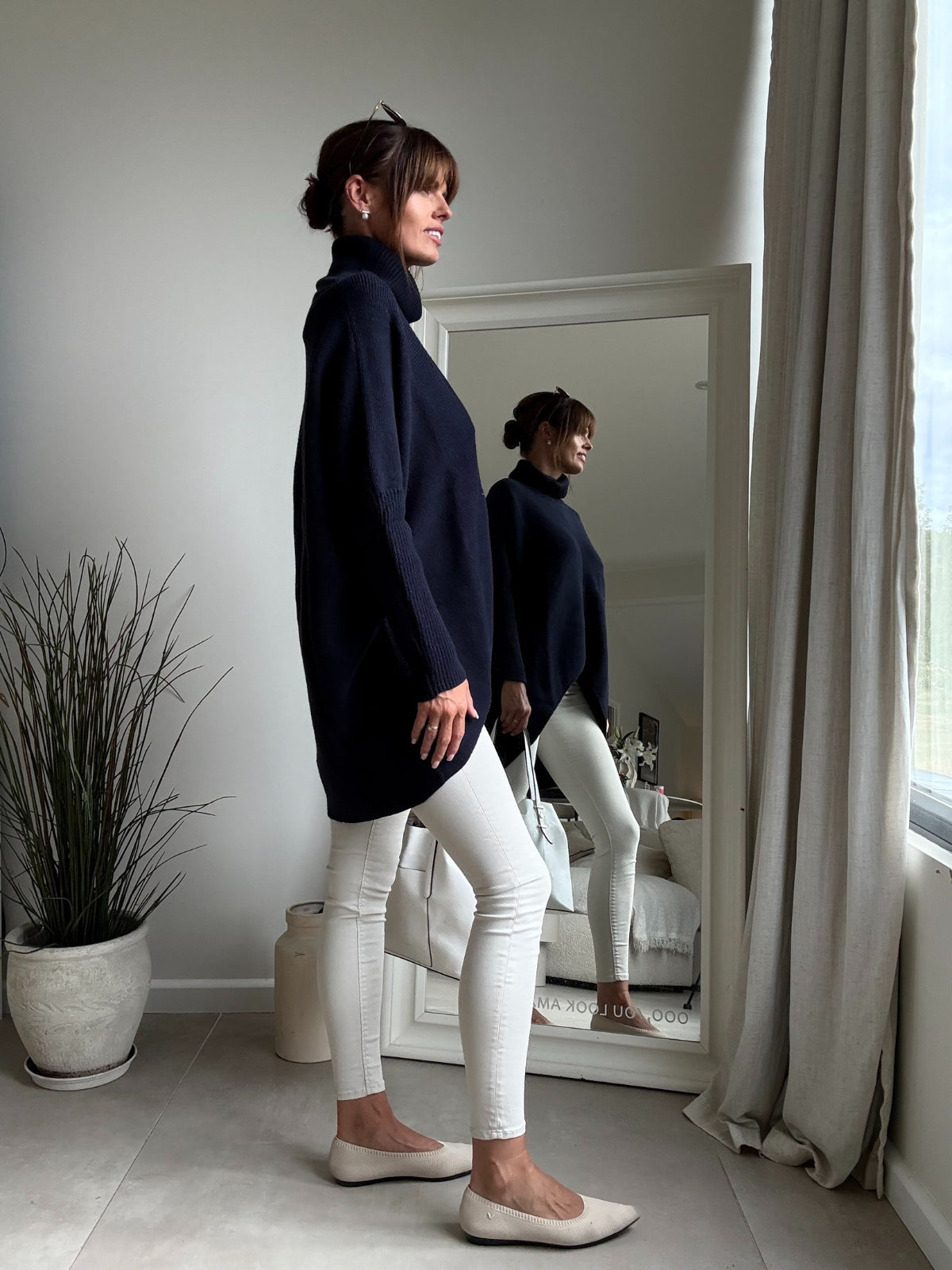 Longer Length Hope Knitted Jumper / Navy