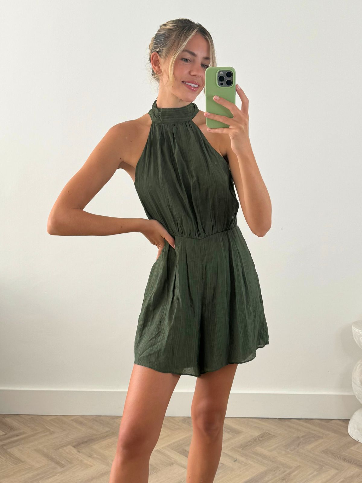 Nova High Neck Playsuit in Green