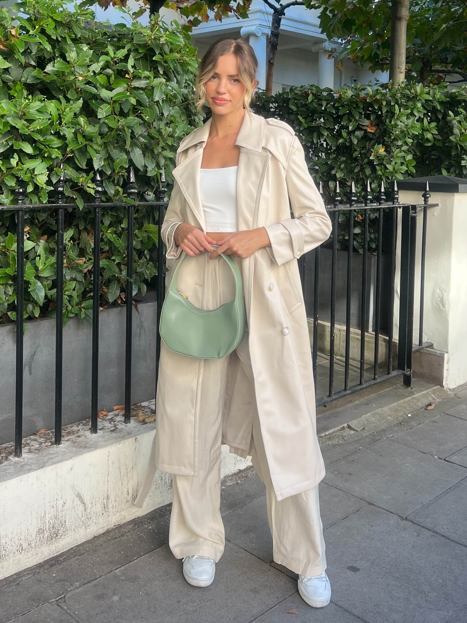 PU Trench Coat | Eliza PU Coat in Cream