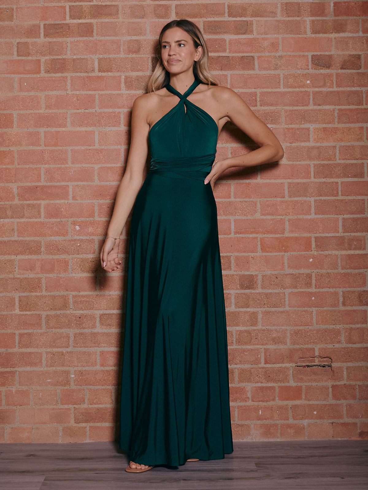 Multi-way Slinky Maxi Dress / Emerald