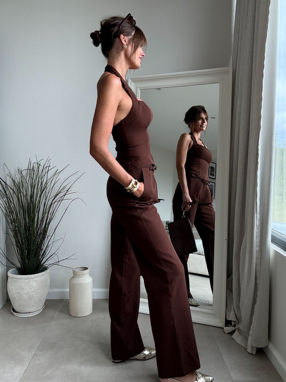 Celine Halter Top Chocolate brown