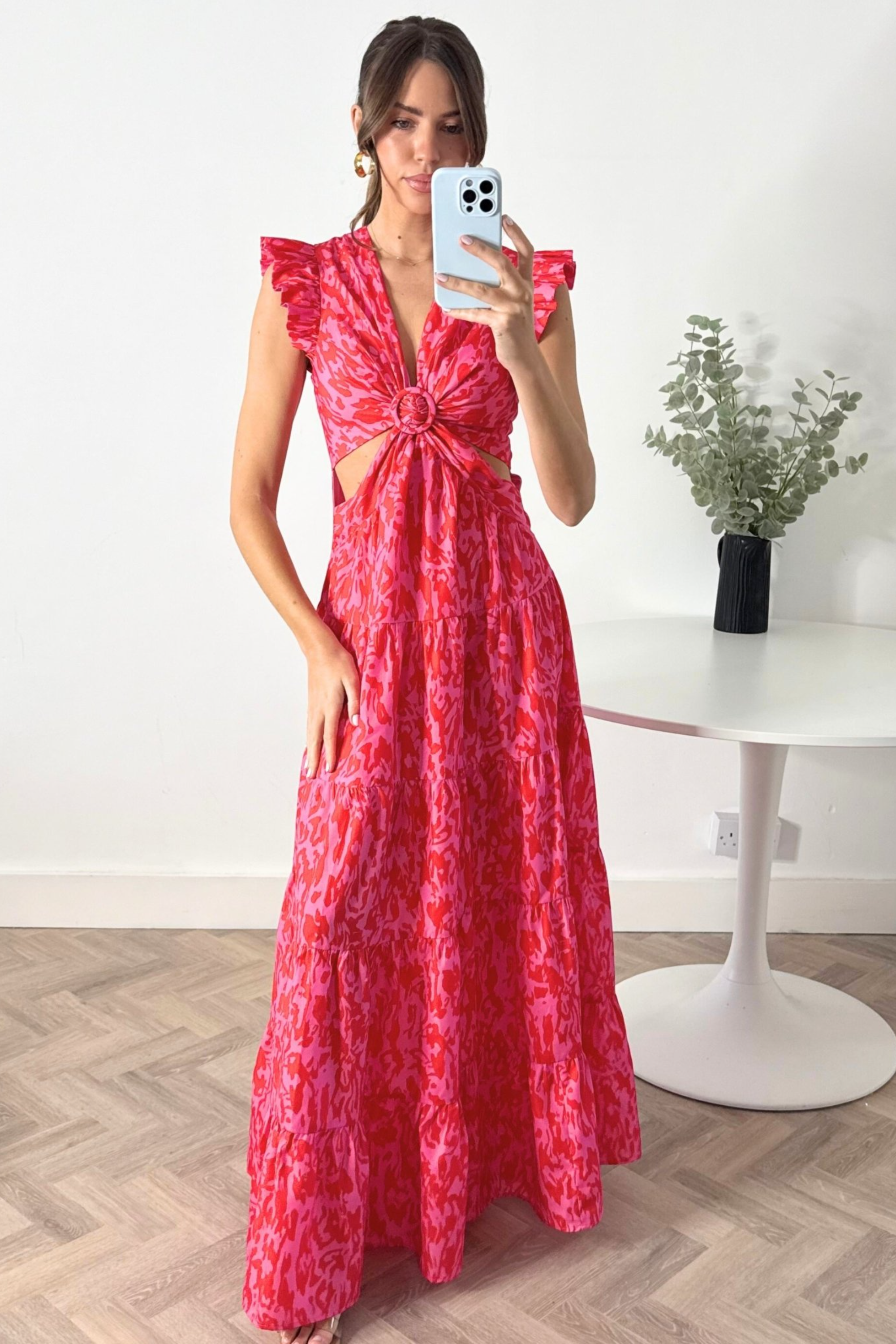 Red Cut Out Maxi Dress