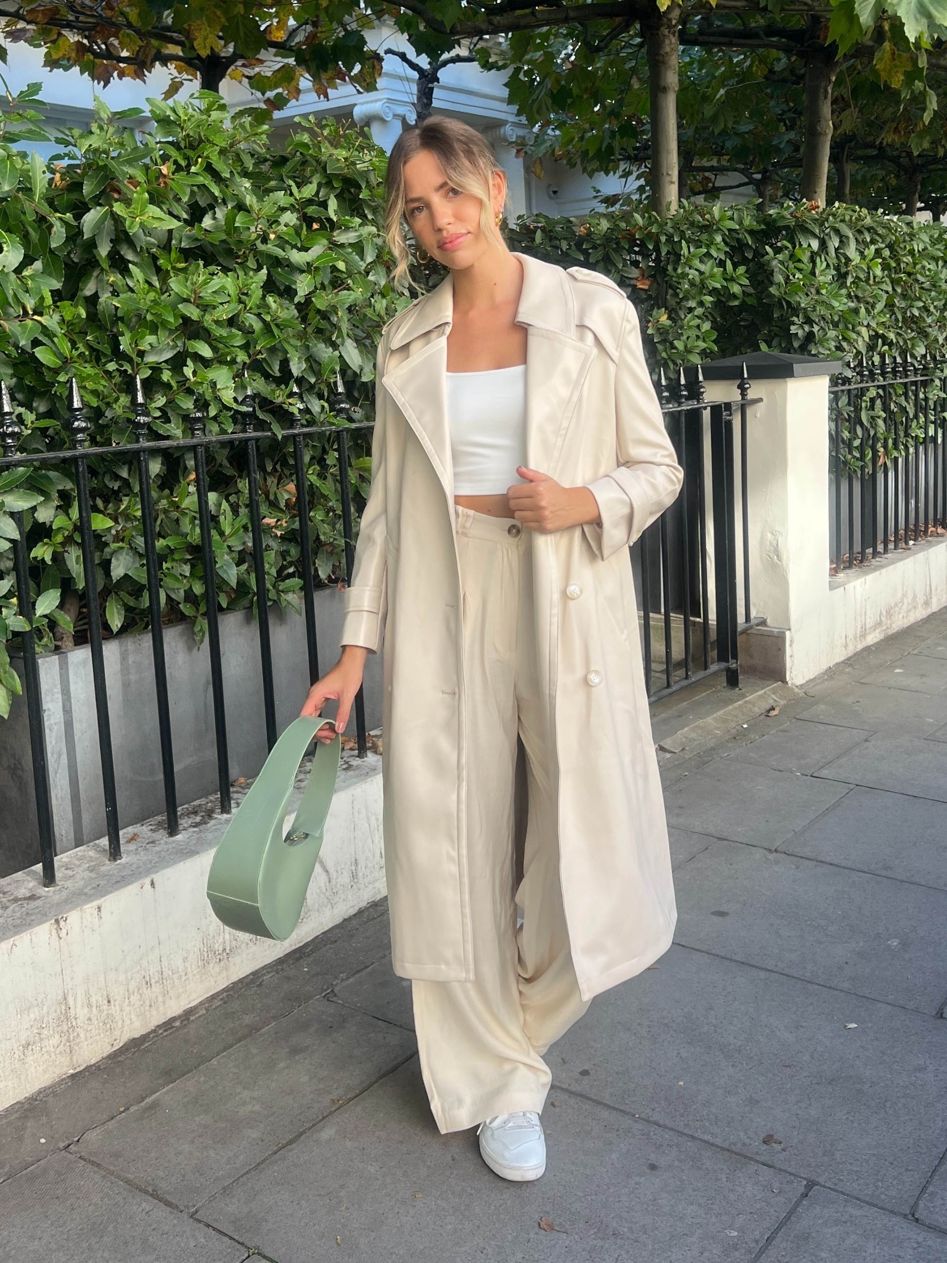 PU Trench Coat | Eliza PU Coat in Cream