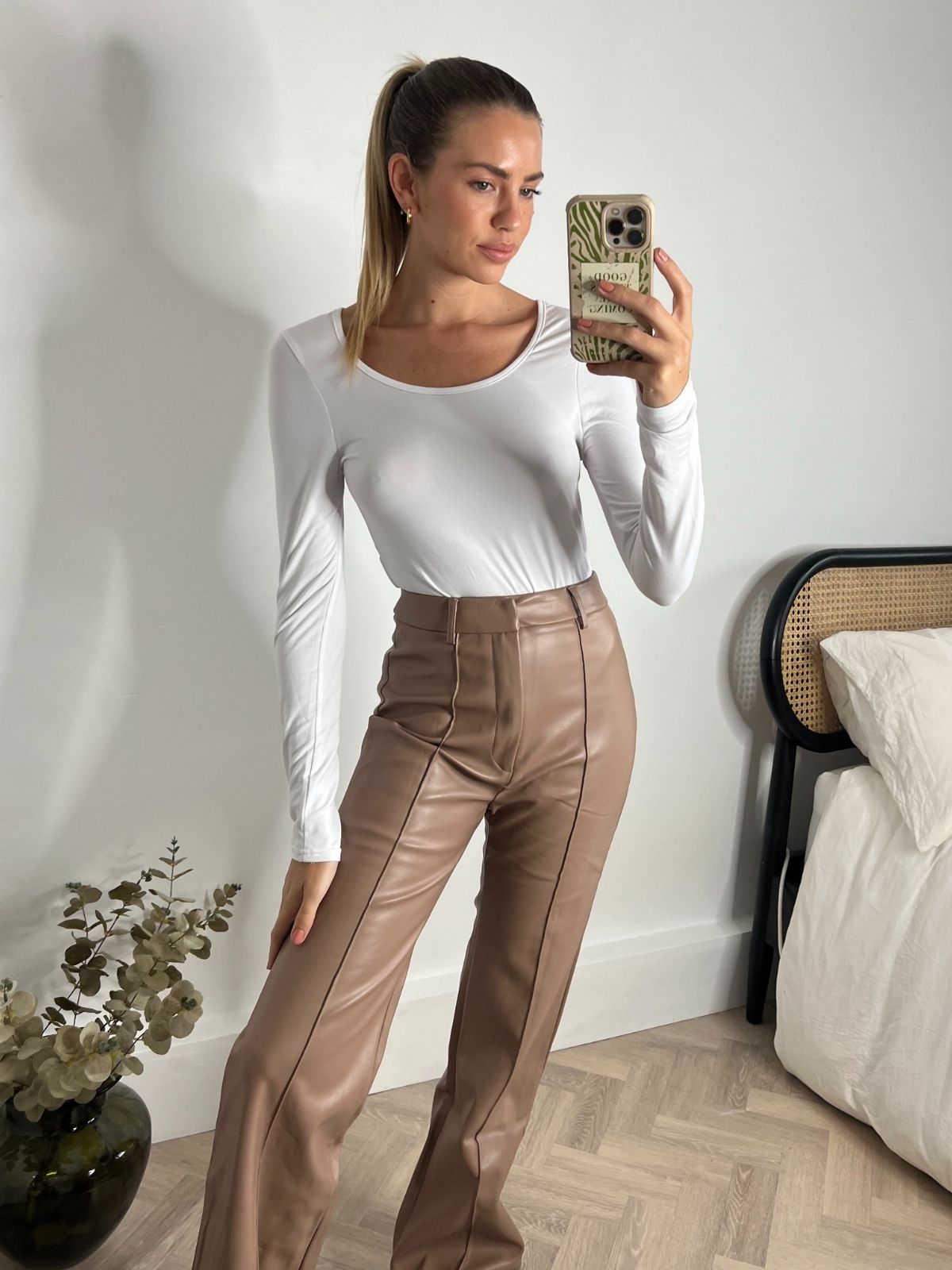 PU Flared Trouser | Alyssa PU Flare Trouser / Camel
