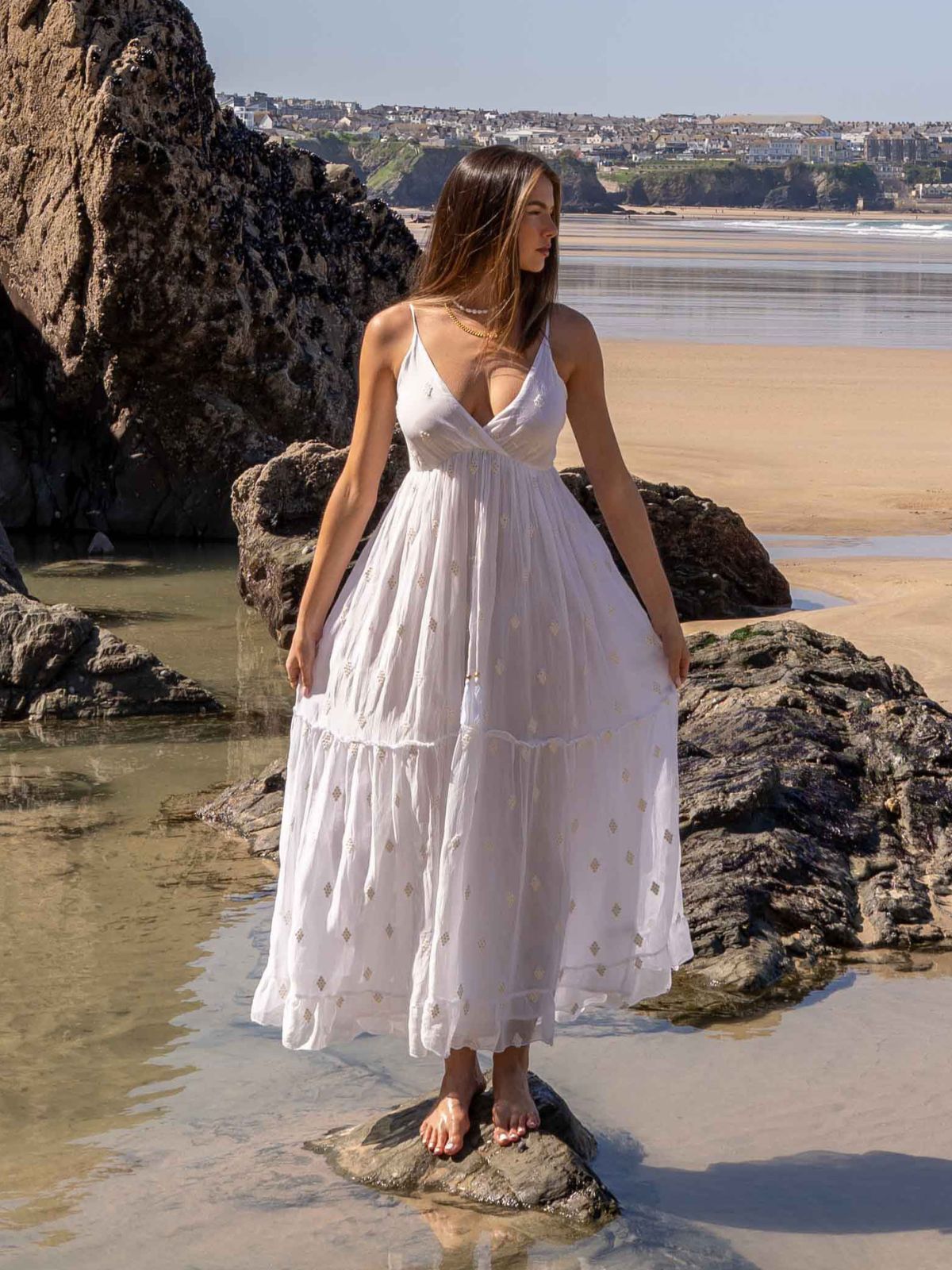South Beach Marbella Tie Front Sequin Maxi Dress / White Style Cheat South Beach Marbella Tie Front Sequin Maxi Dress / White Style Cheat