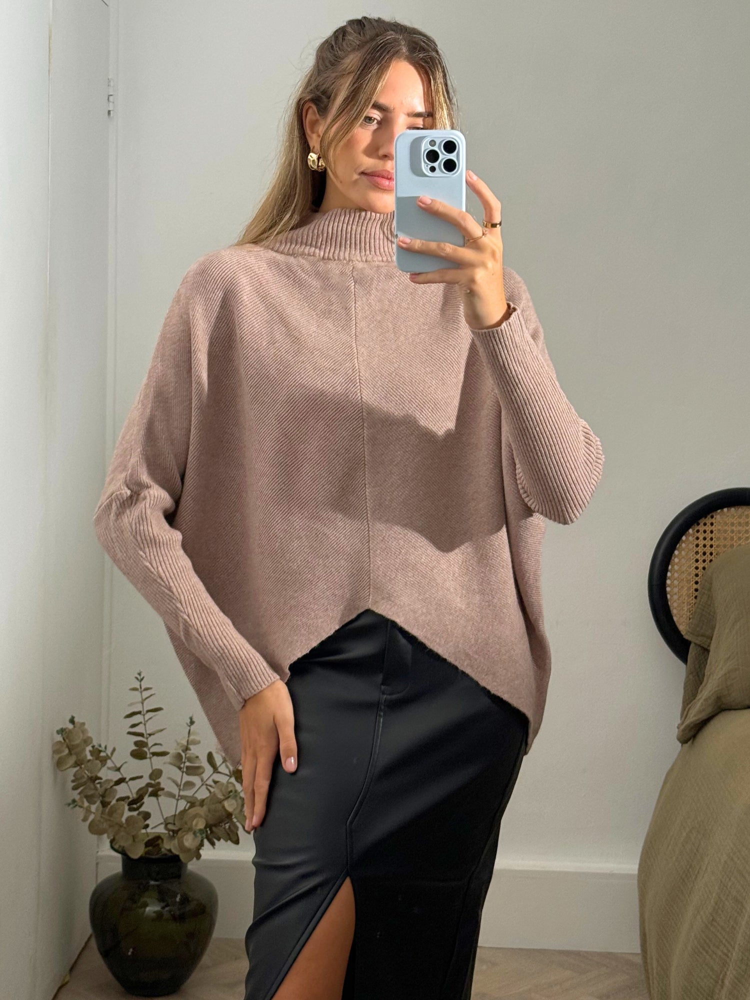 Longer Length Hope Knitted Jumper in Beige