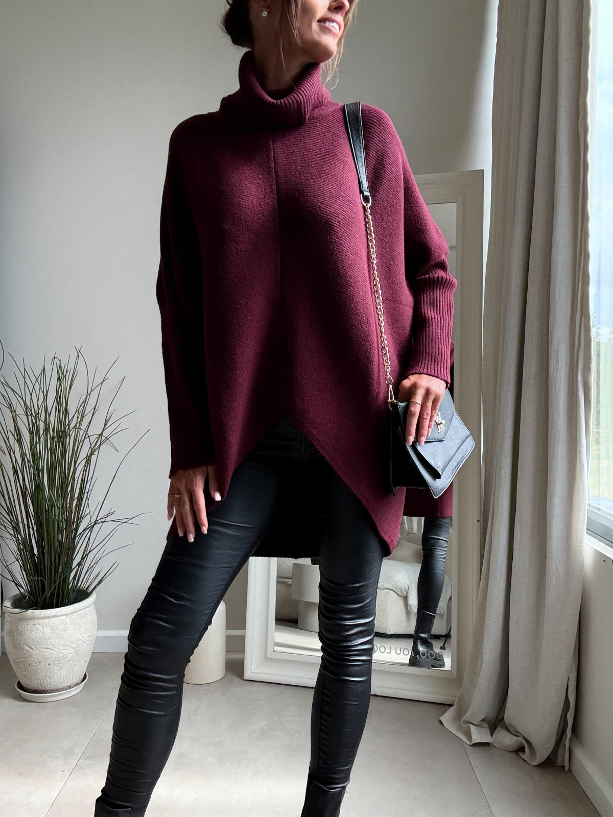 Longer Length Hope Knitted Jumper / Burgundy