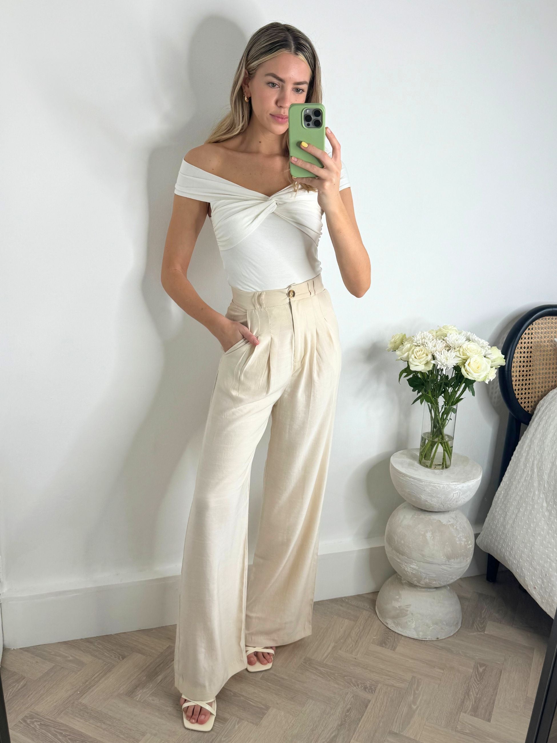 Albi Cream Wide Leg Trouser