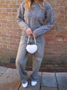 Grey Jumper with Pearls | Ivanna Chunky Cable Knit Jumper
