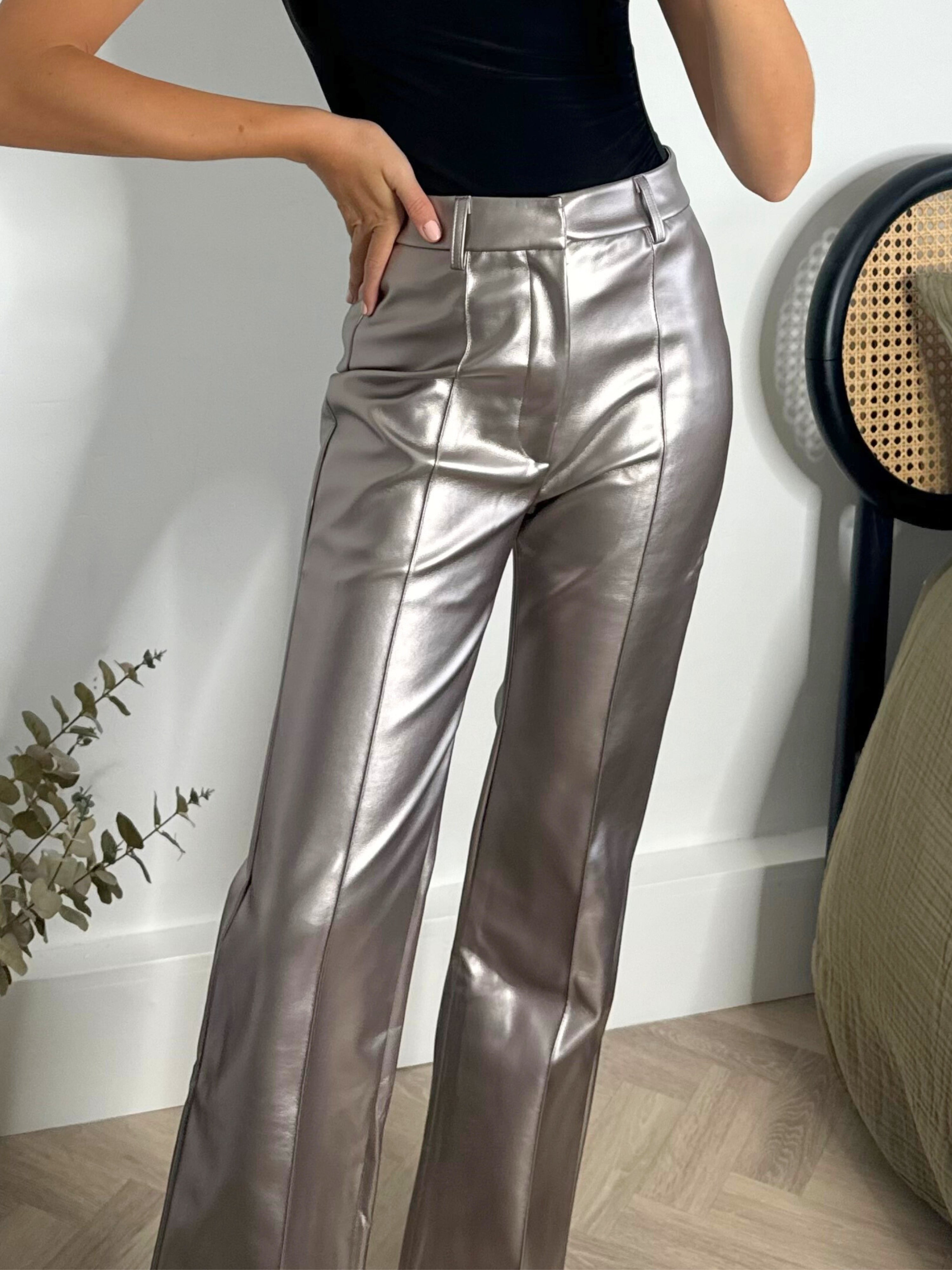 Alyssa PU Flare Trouser / Metallic
