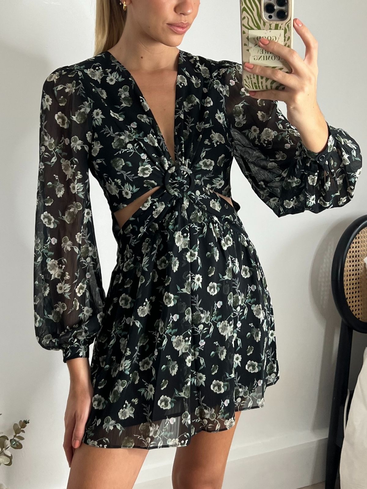 Tasha Cut Out Mini dress / Dark Floral
