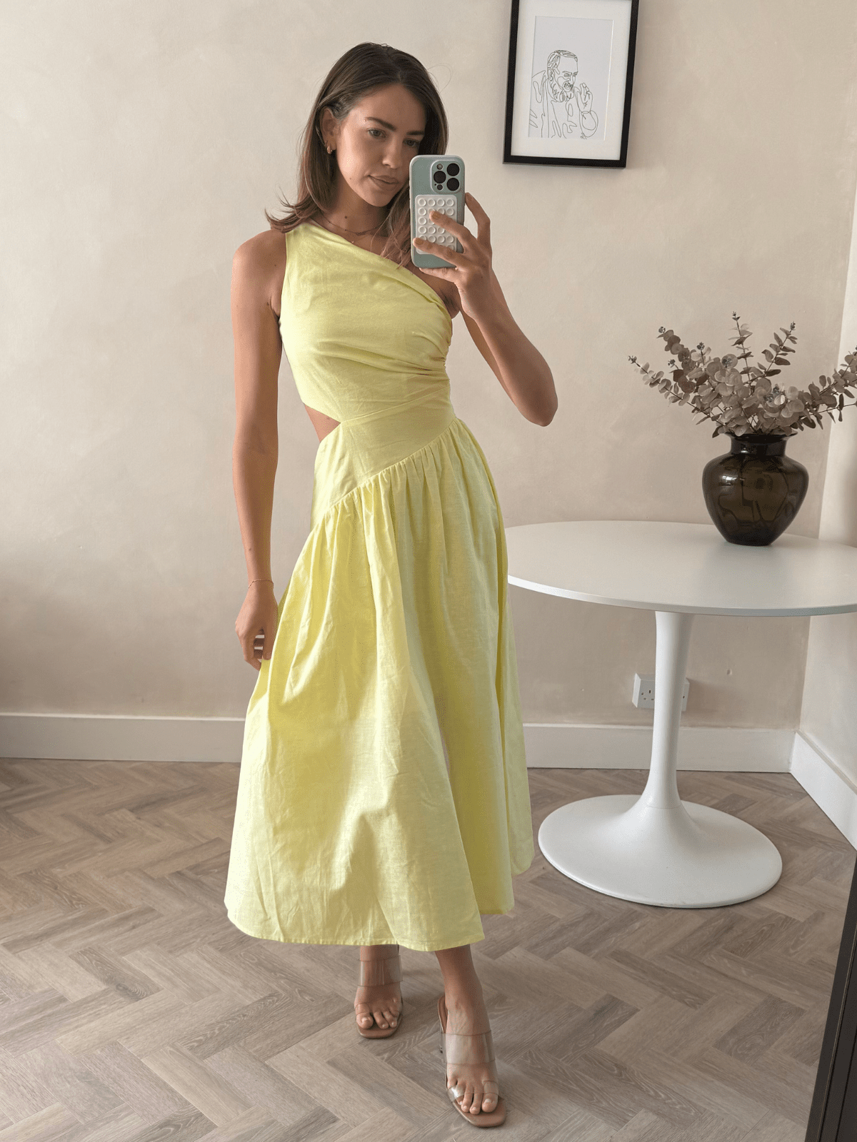 Jasmine Cut Out One Shoulder Dress in Yellow