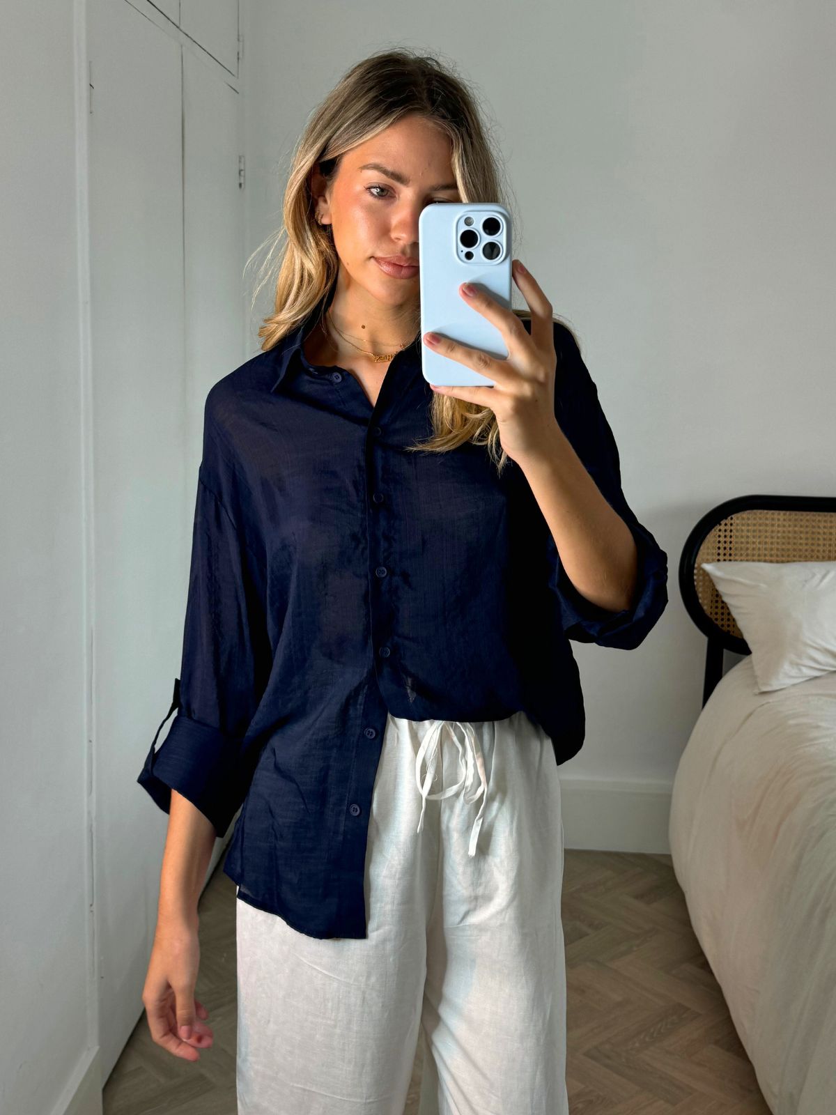 Roll Up Sleeve Shirt Kensie Shirt in Navy Style Cheat