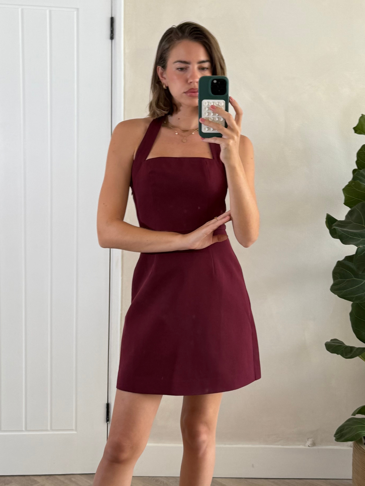 Tilly Halter Mini Dress / Burgundy