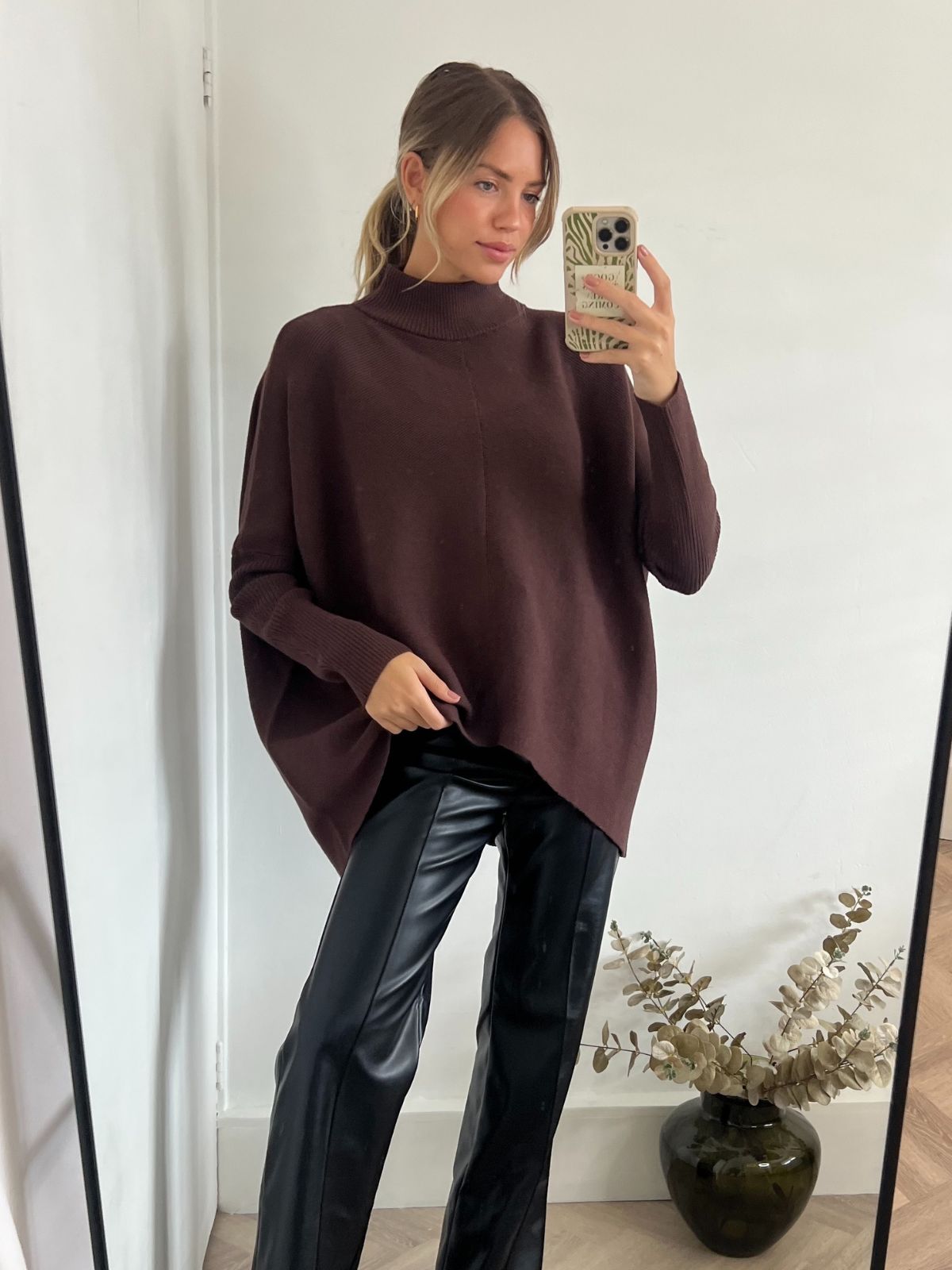 Brown High Neck Jumper | Hope Knitted Jumper / Chocolate