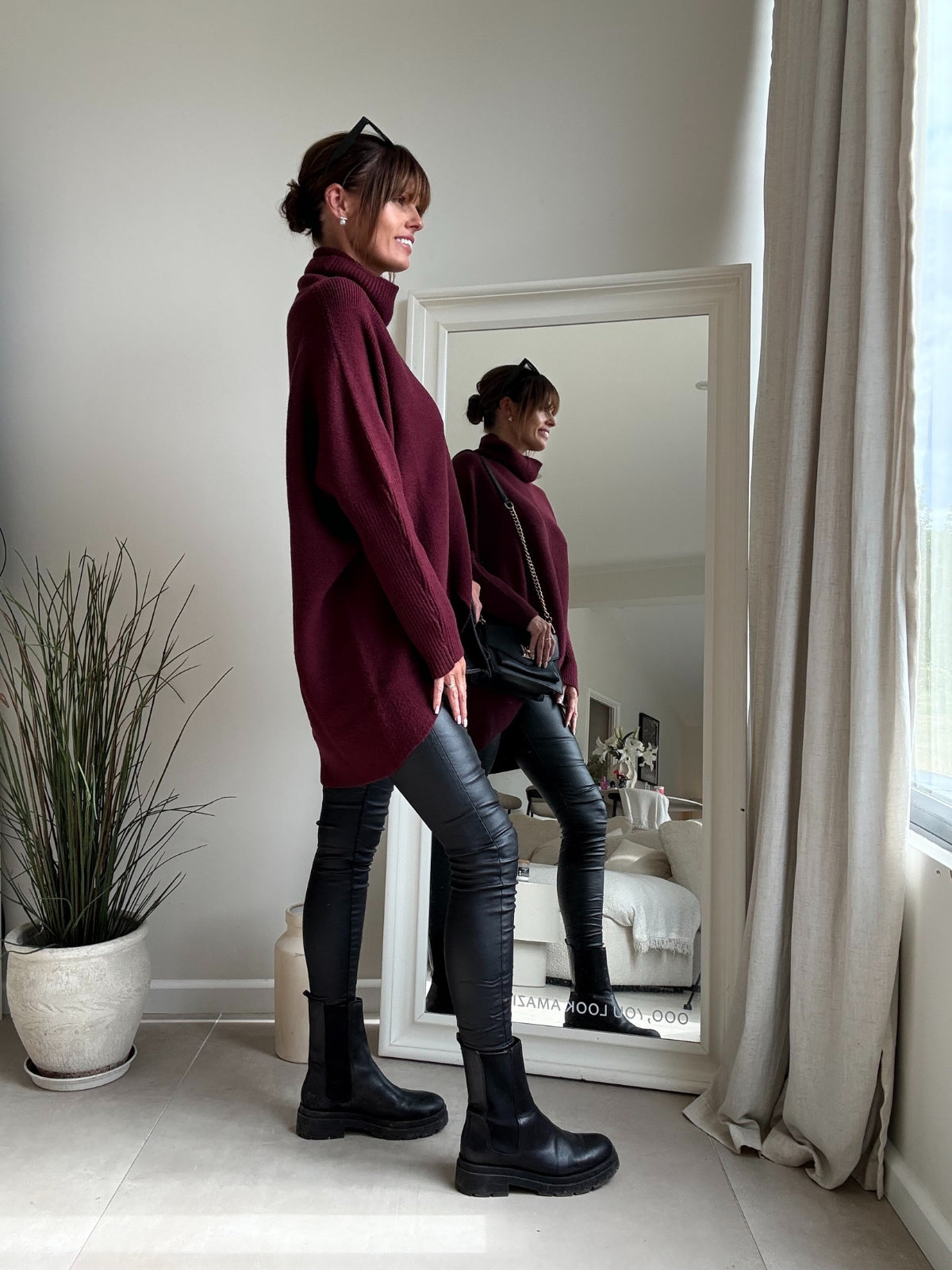 Longer Length Hope Knitted Jumper / Burgundy