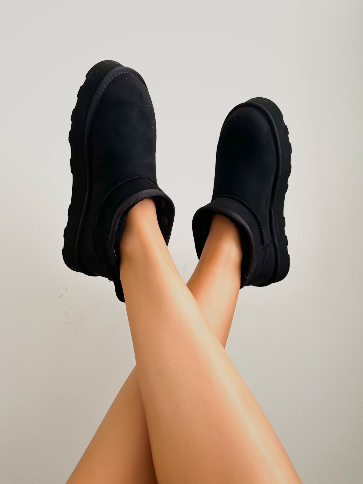 Bronwyn Fur Lined Faux Suede Ankle Boots Black – Style Cheat