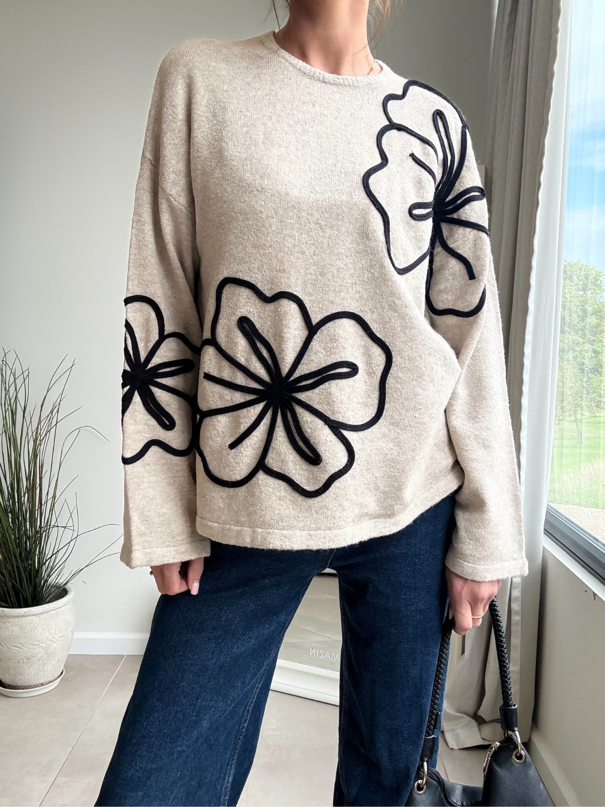 Flo Flower Detail Beige Jumper