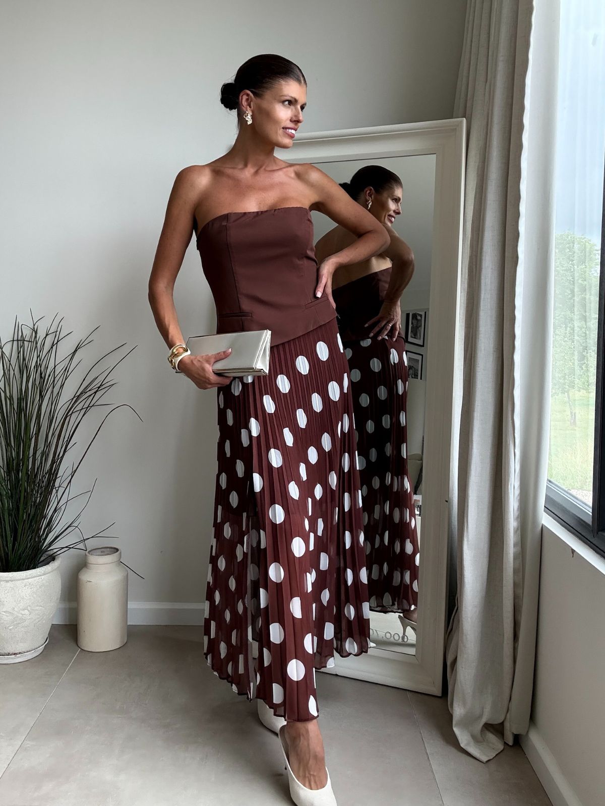 Madelaine Bandeau Dress in Brown spot