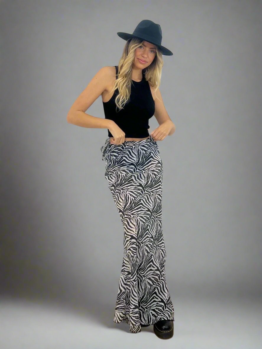 Malibu Sheer Beach Maxi Skirt / Zebra
