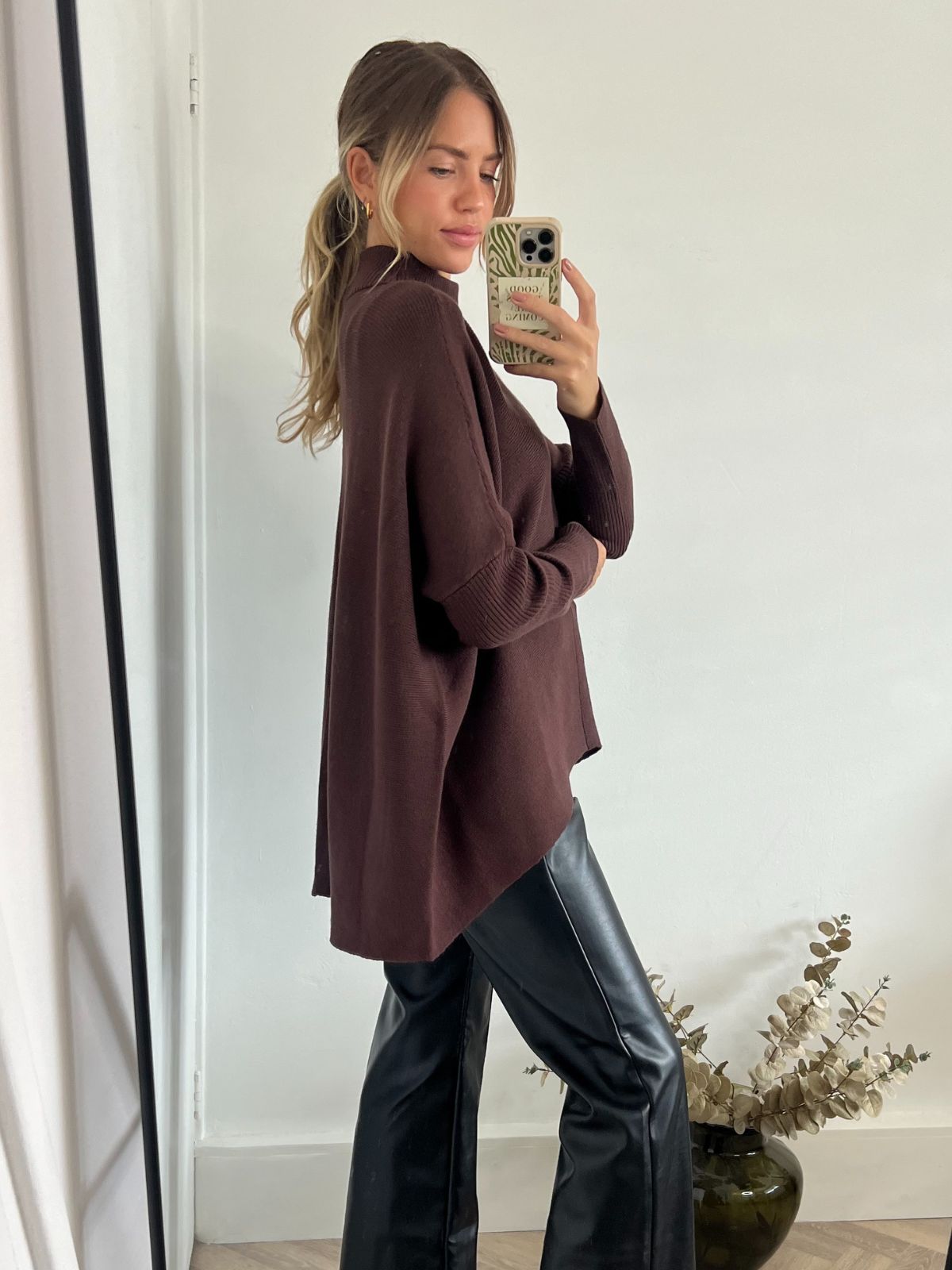 Brown High Neck Jumper | Hope Knitted Jumper / Chocolate