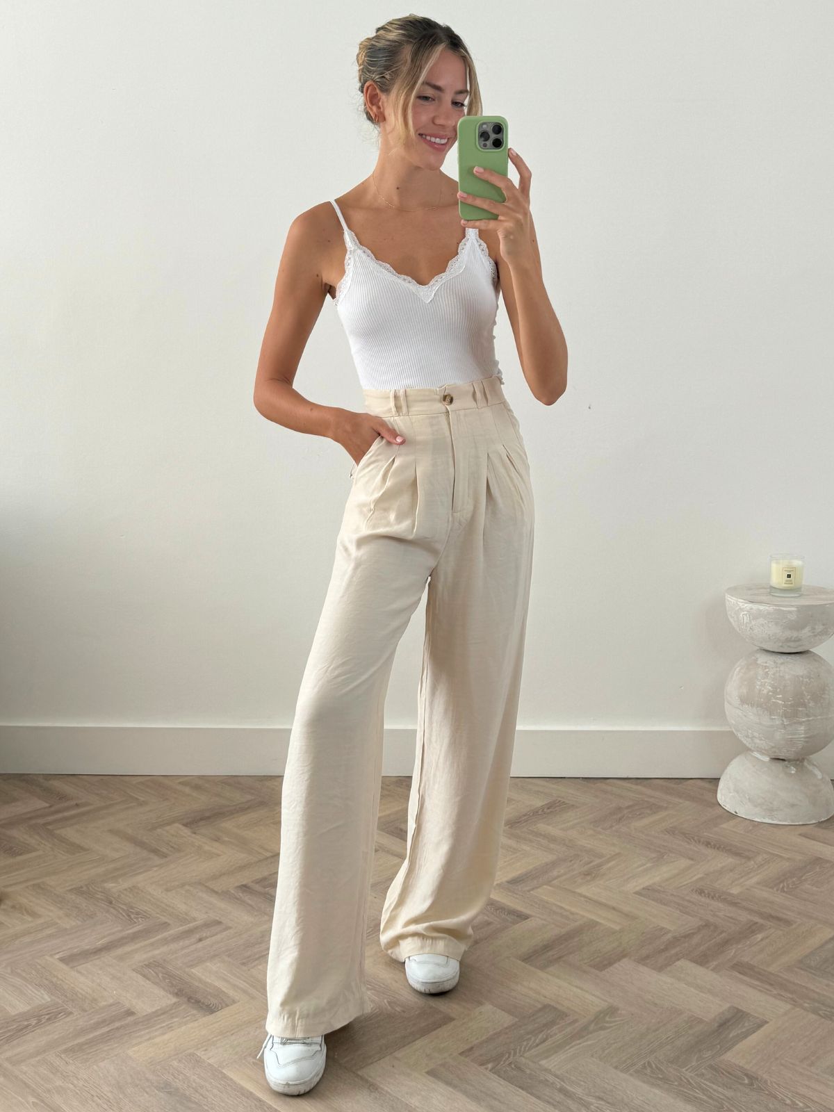 Albi Cream Wide Leg Trouser