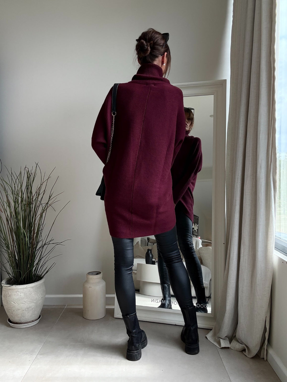 Longer Length Hope Knitted Jumper / Burgundy