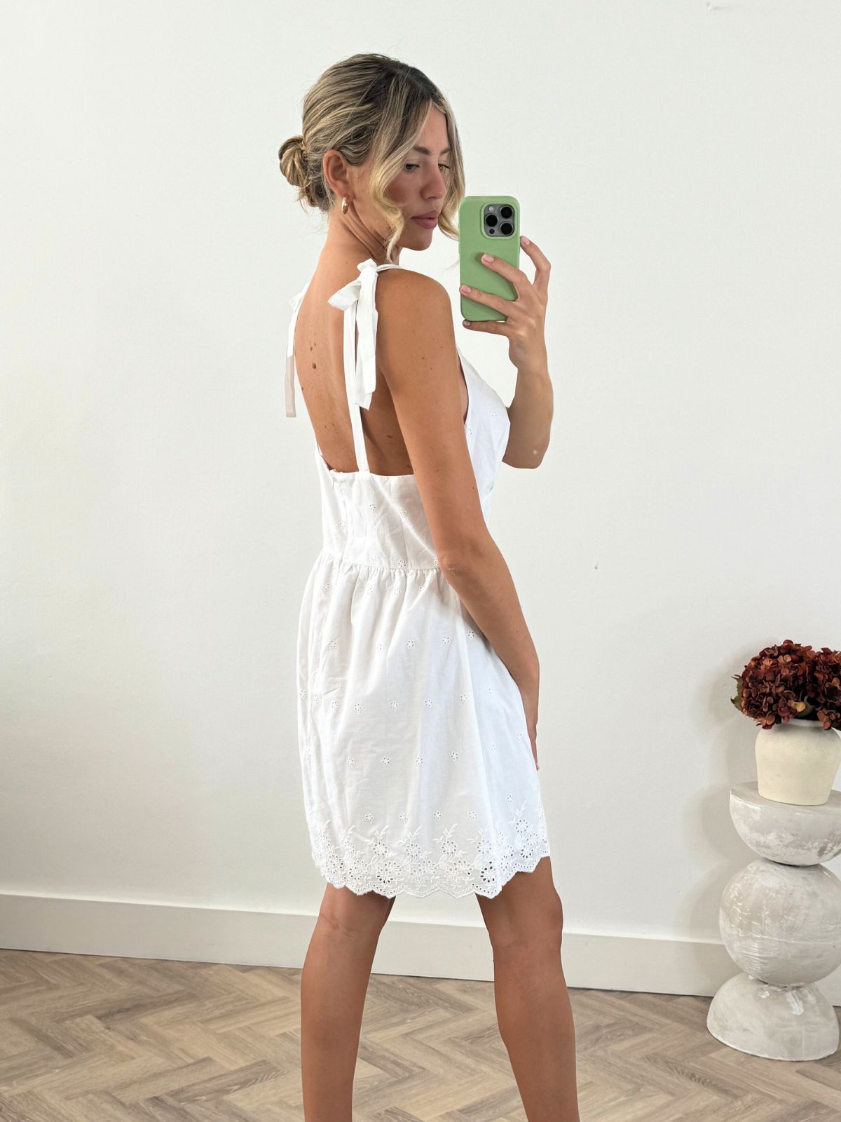 Sia V Neck Mini Dress in White