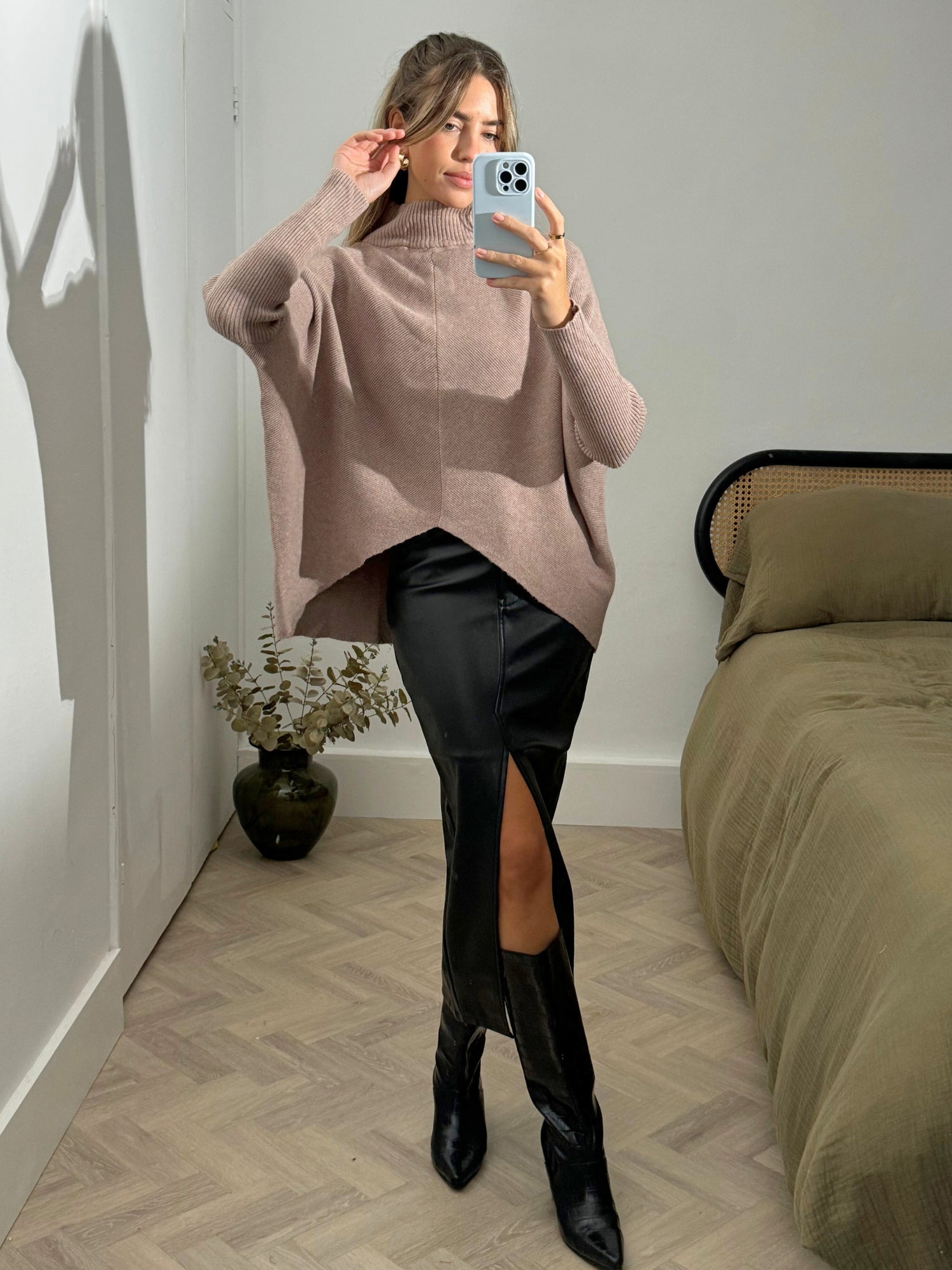 Longer Length Hope Knitted Jumper in Beige