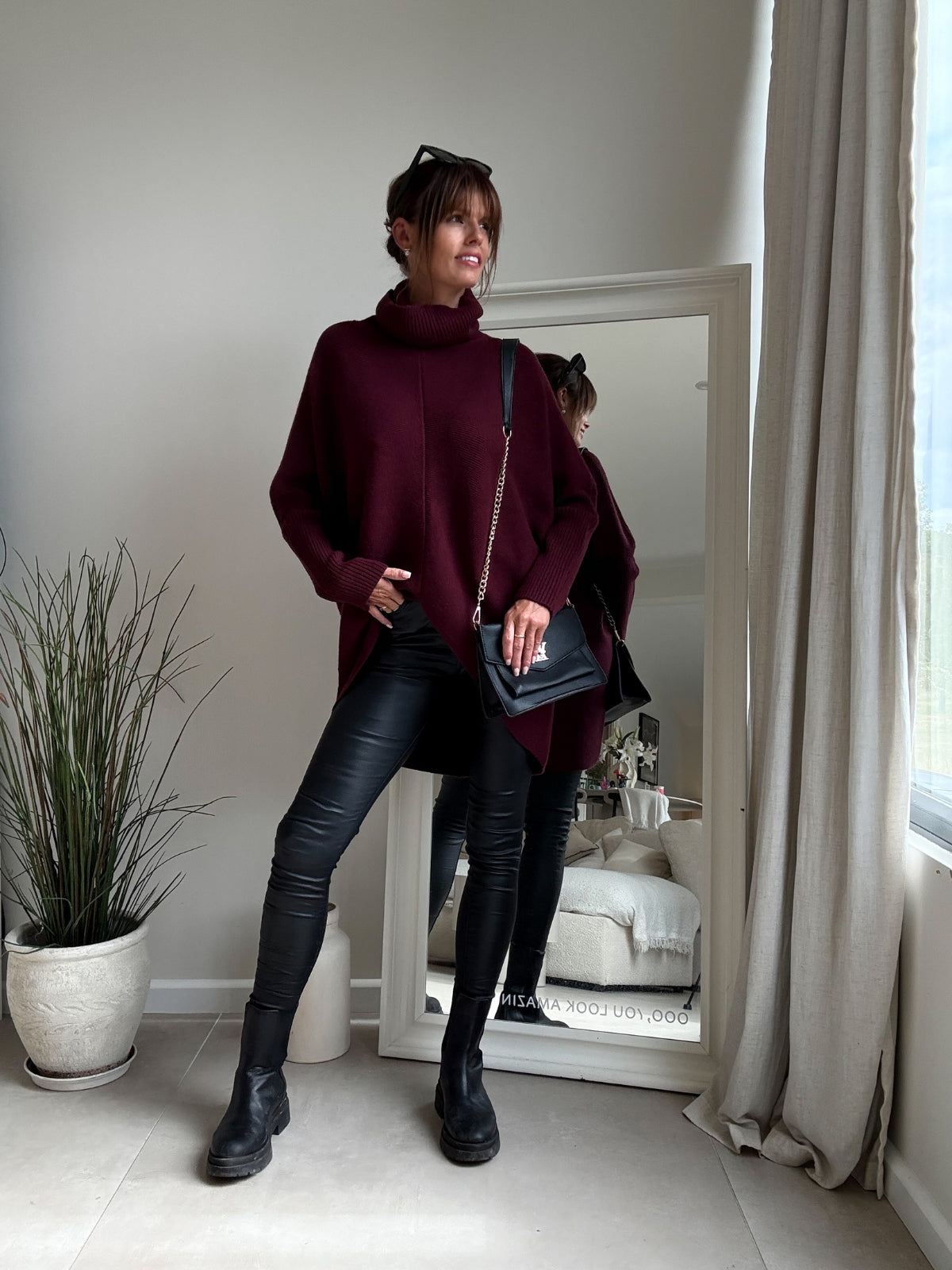 Longer Length Hope Knitted Jumper / Burgundy