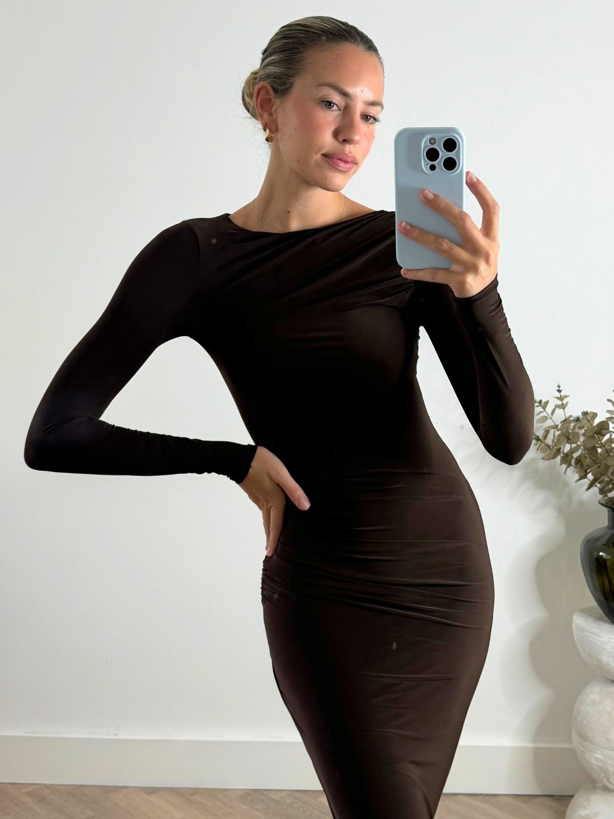 Brown Slinky Maxi Dress | Katie Dress in Chocolate