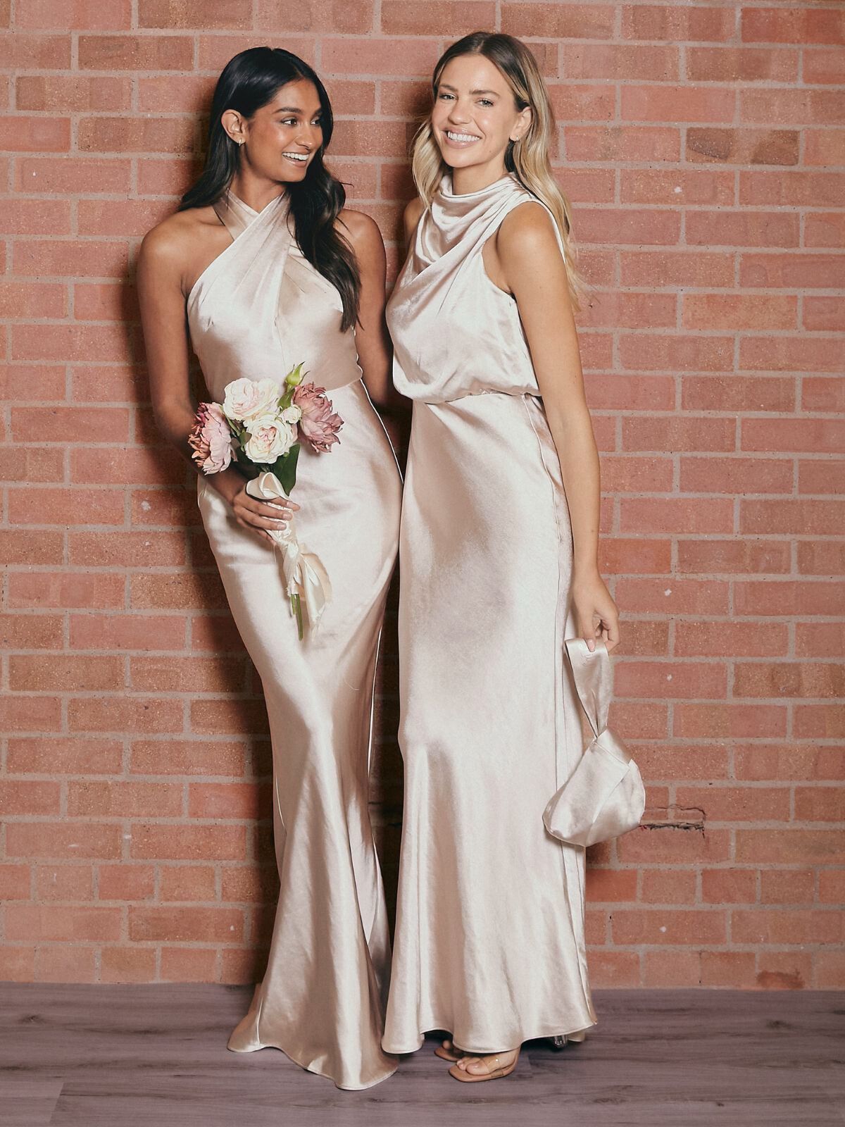 Drape Neck Maxi Satin Dress / Champagne – Style Cheat