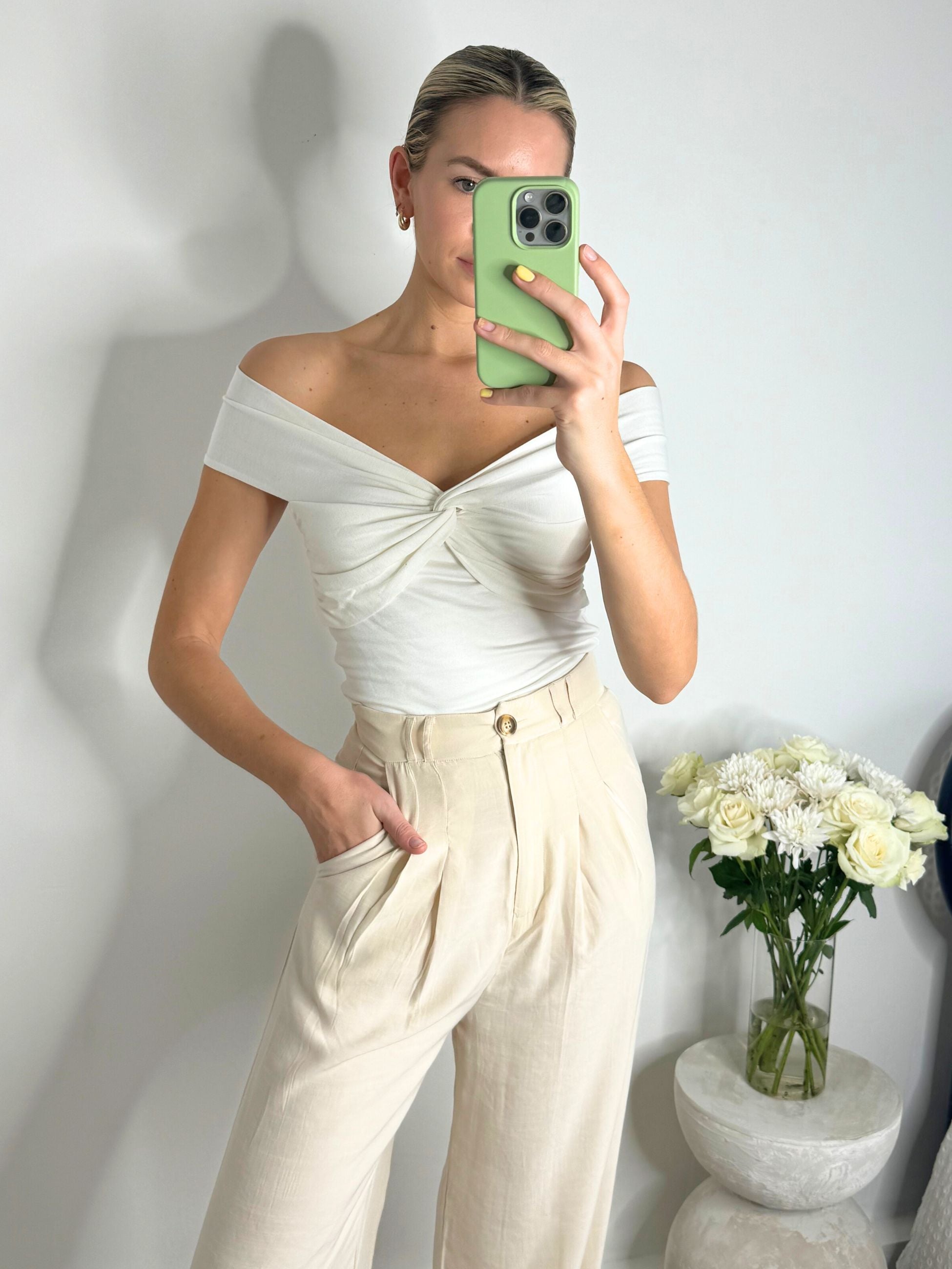 Albi Cream Wide Leg Trouser