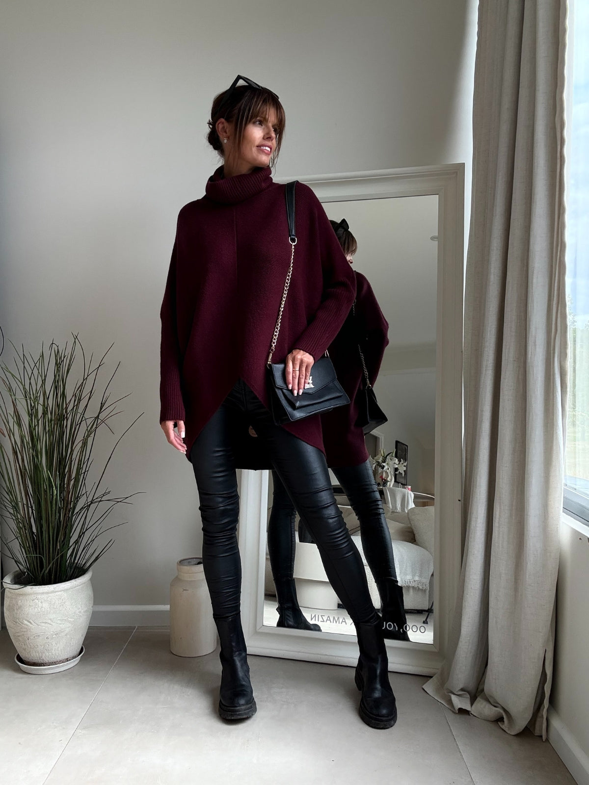 Longer Length Hope Knitted Jumper / Burgundy