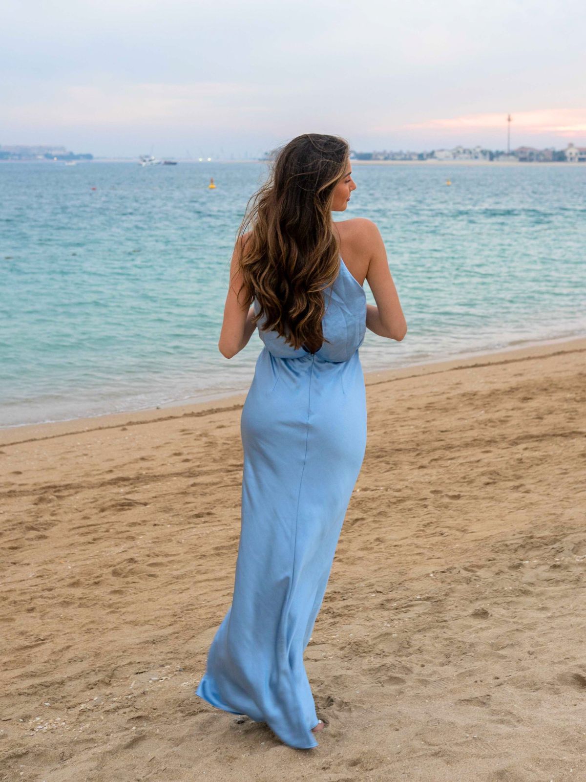 Blue Satin Bridesmaid Dress