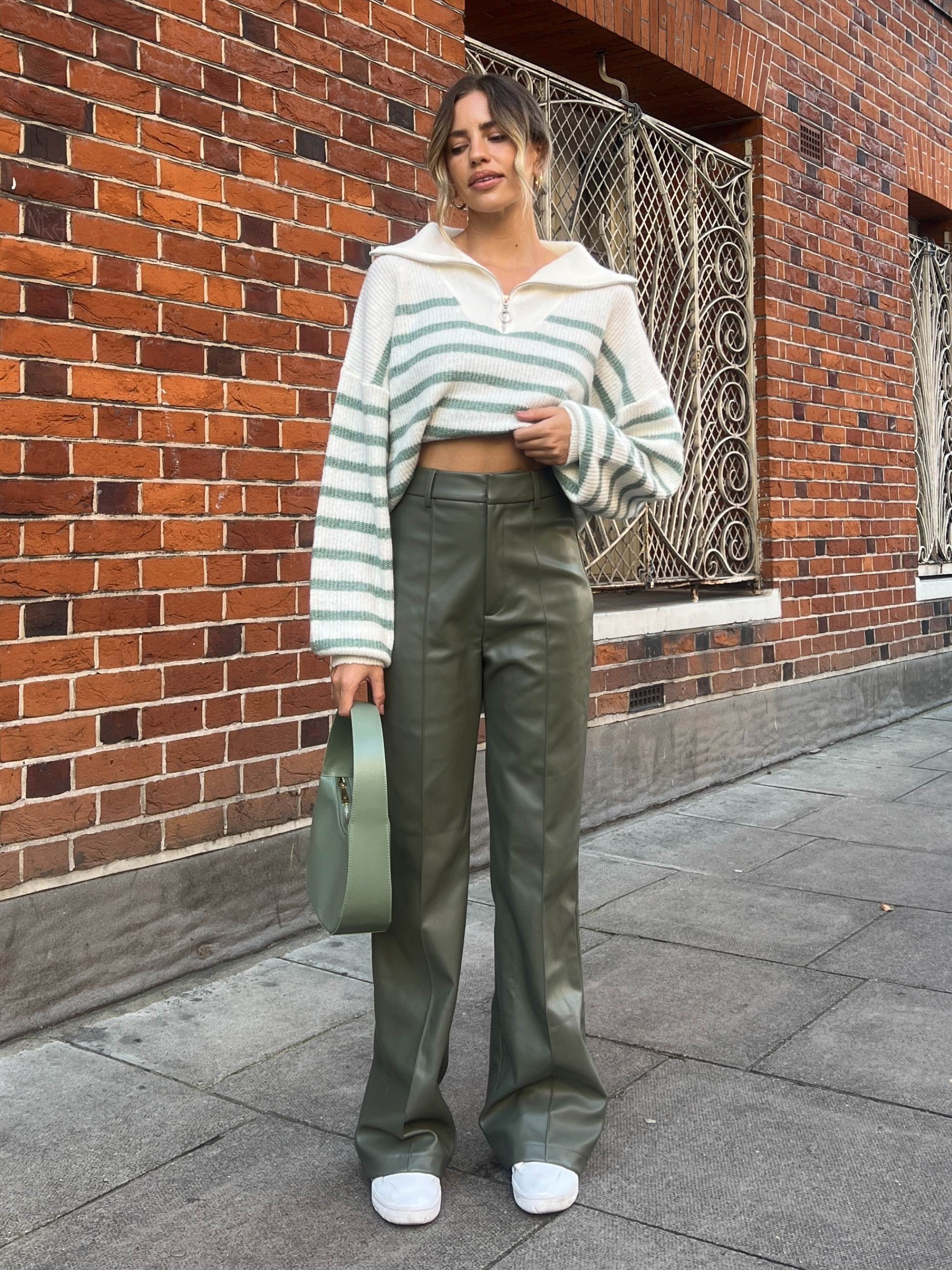 PU Flared Trouser | Alyssa PU Flare Trouser / Olive PU