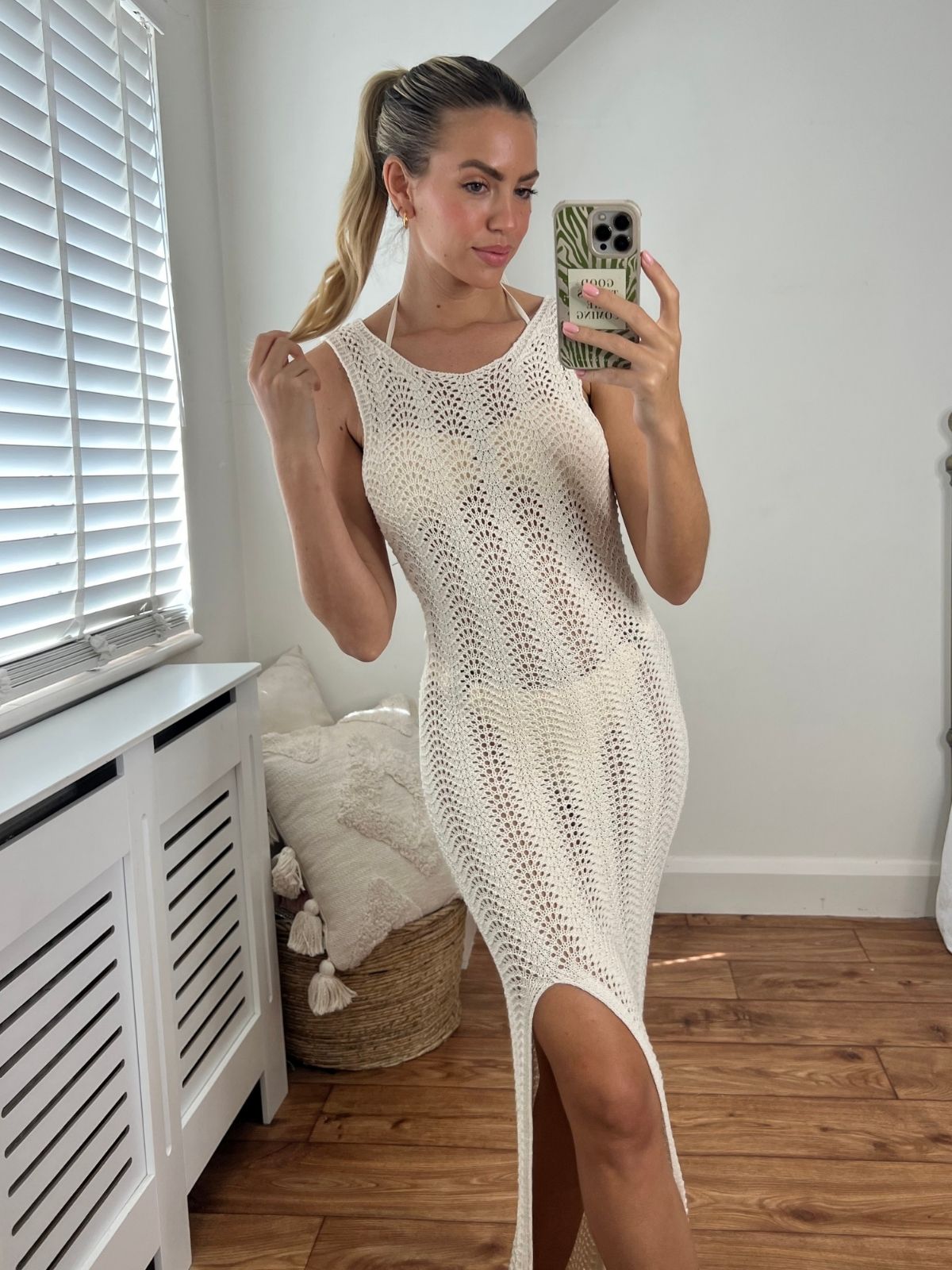 August Crochet Open Back Maxi Dress / Cream