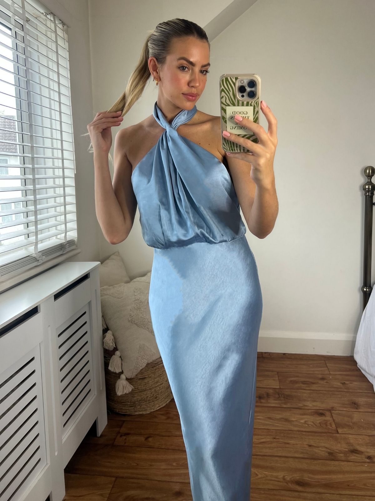 Blue Satin Bridesmaid Dress