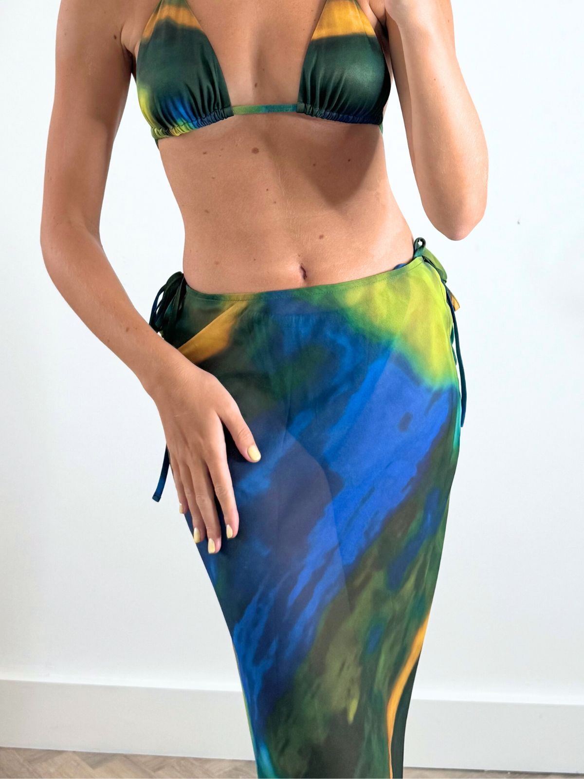 Sheer Beach Skirt | Malibu Maxi Skirt in Blue and Green