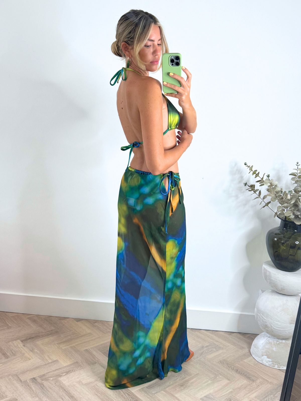 Sheer Beach Skirt | Malibu Maxi Skirt in Blue and Green