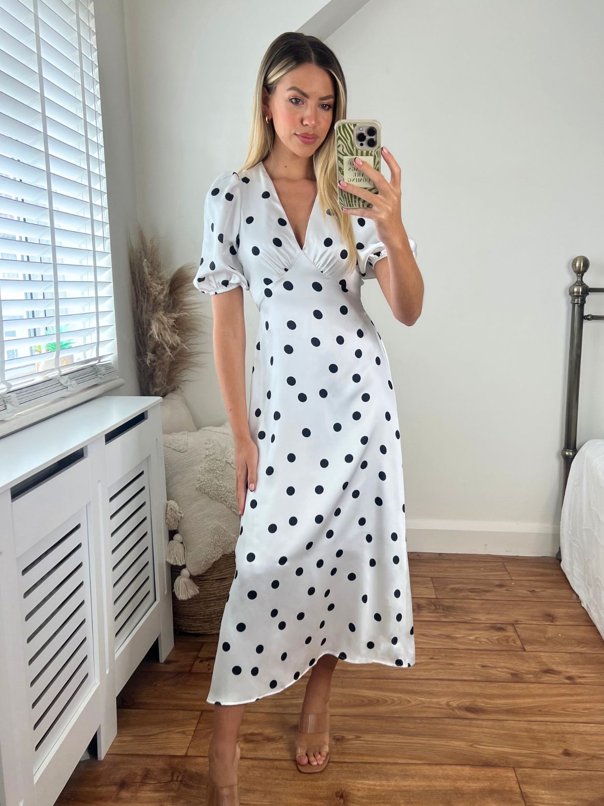 Black and White Spot Midi Dress